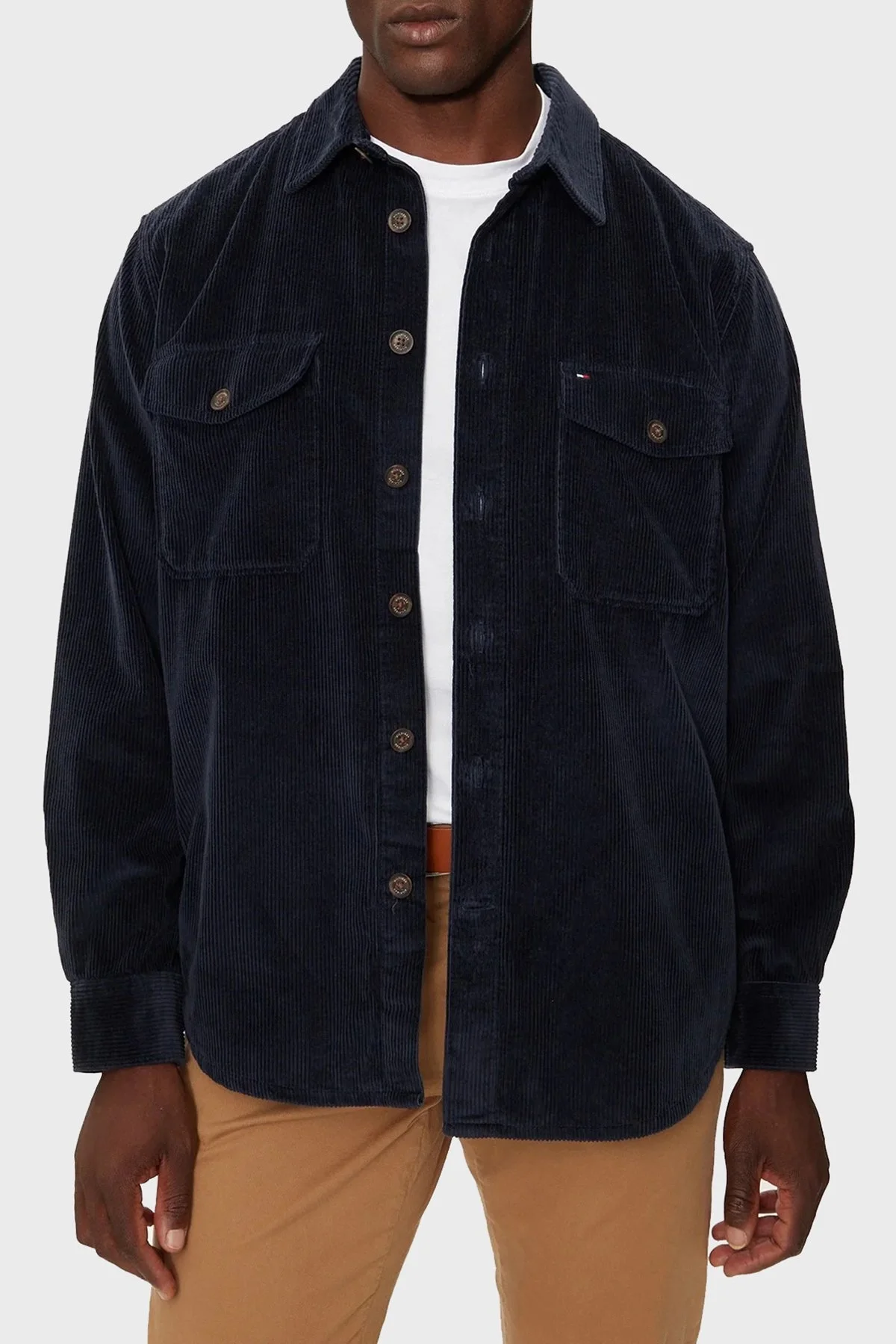 Tommy Hilfiger Pamuklu Regular Fit Kadife Erkek Gömlek MW0MW36855 DW5 LACİVERT - 6