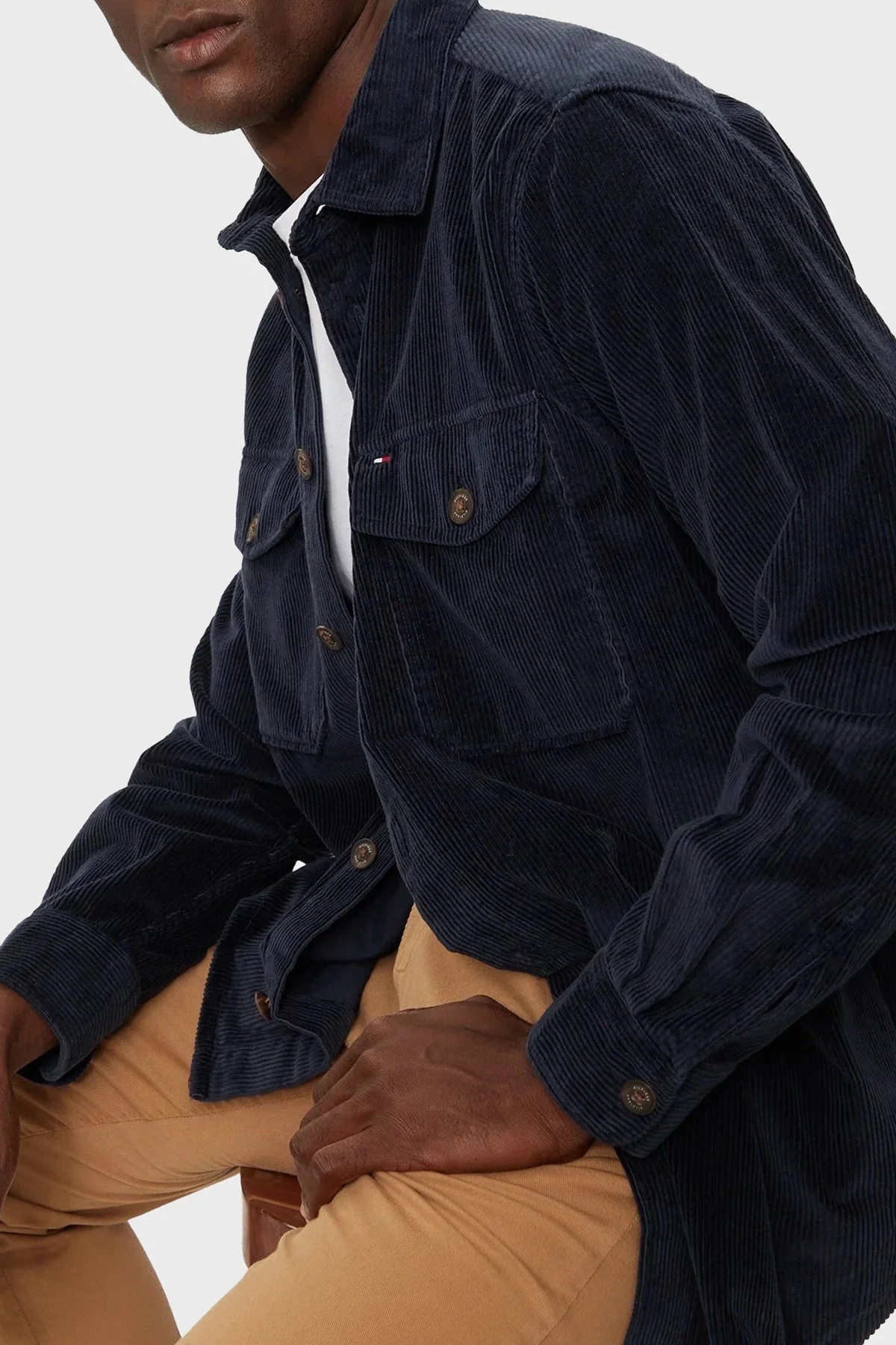 Tommy Hilfiger Pamuklu Regular Fit Kadife Erkek Gömlek MW0MW36855 DW5 LACİVERT - 9