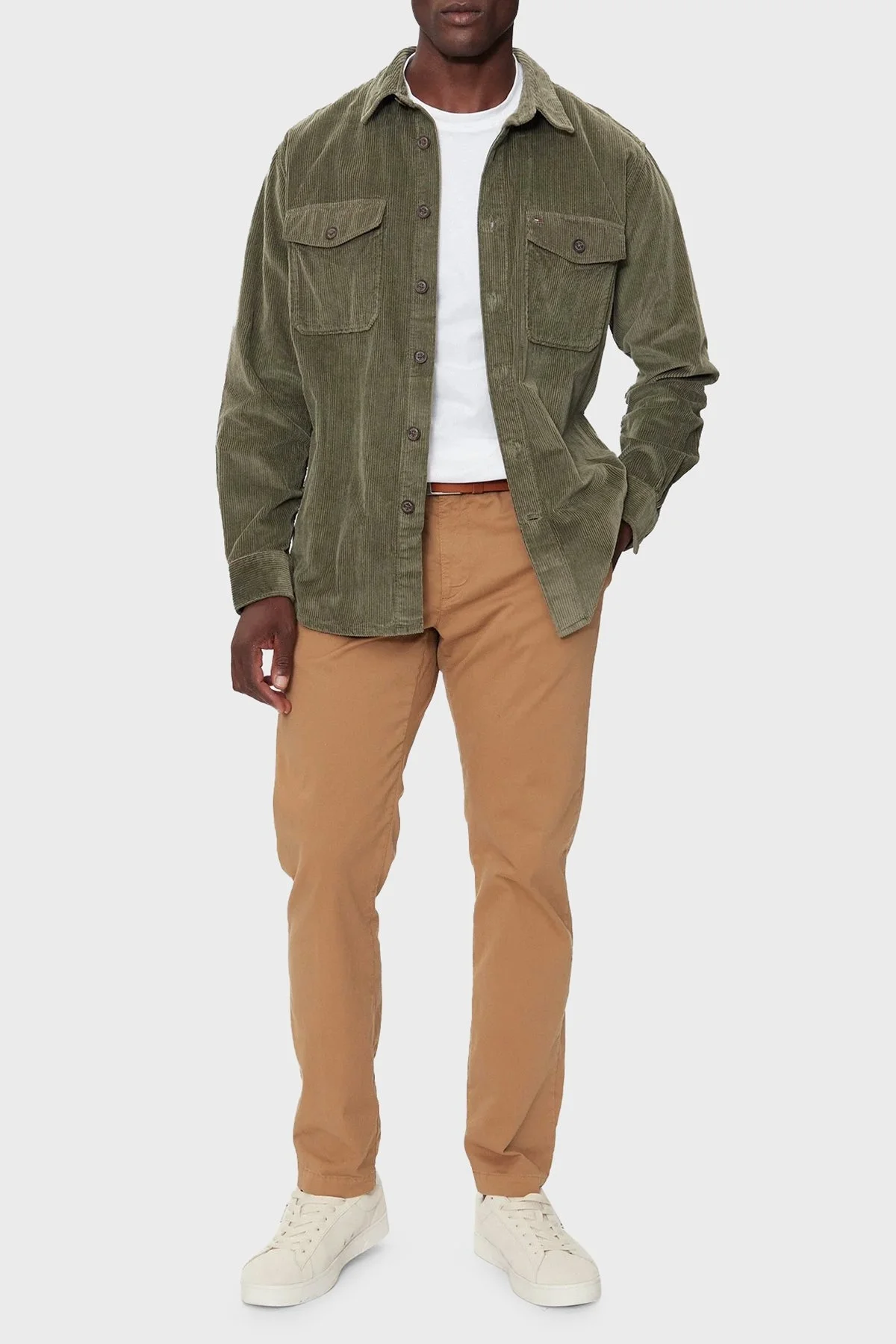 Tommy Hilfiger Pamuklu Regular Fit Kadife Erkek Gömlek MW0MW36855 RBN KOYU HAKİ - 7