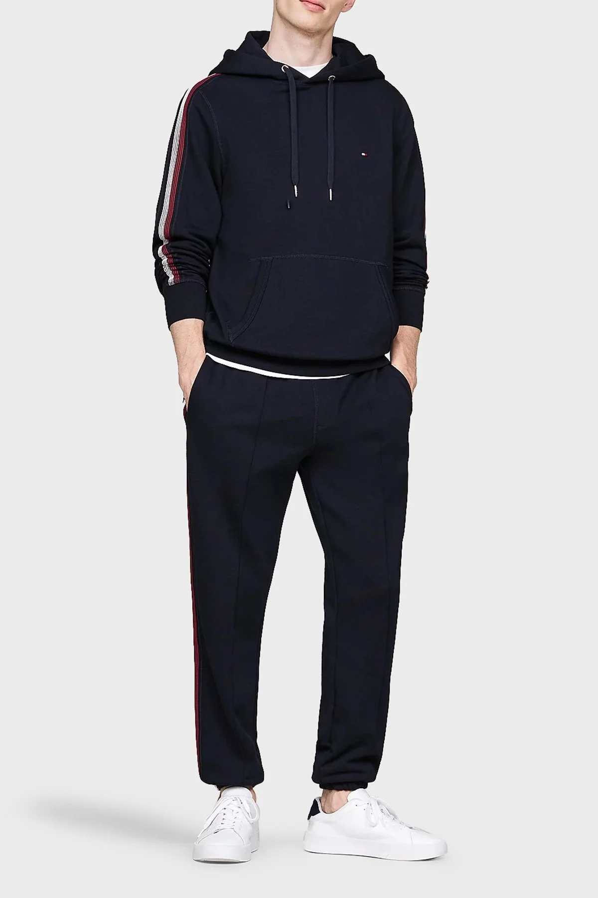 Tommy Hilfiger Pamuklu Regular Fit Kanguru Cepli Kapüşonlu Erkek Sweat MW0MW37225 DW5 LACİVERT - 6