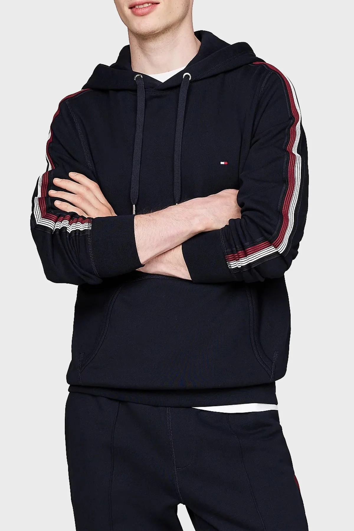Tommy Hilfiger Pamuklu Regular Fit Kanguru Cepli Kapüşonlu Erkek Sweat MW0MW37225 DW5 LACİVERT - 7