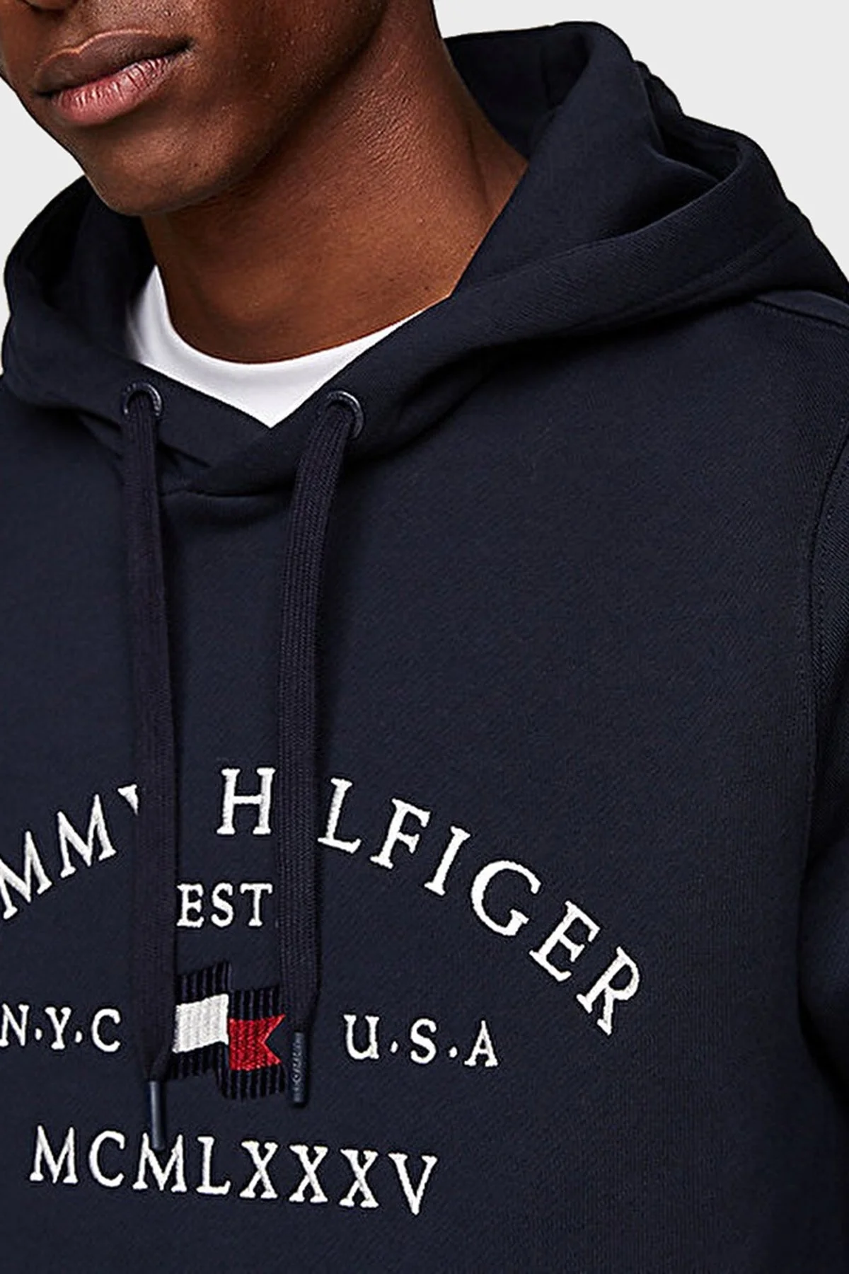 Tommy Hilfiger Pamuklu Regular Fit Kanguru Cepli Kapüşonlu Erkek Sweat MW0MW37244 DW5 LACİVERT - 9