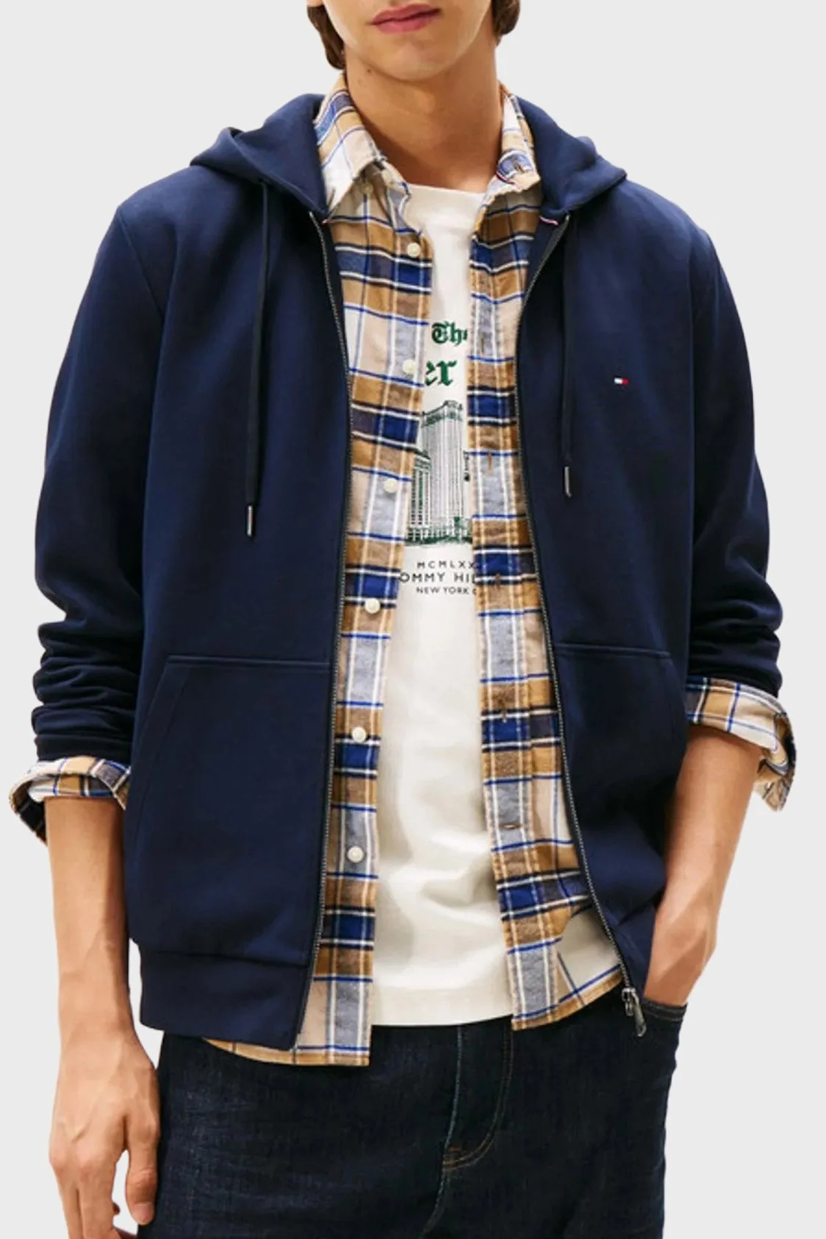 Tommy Hilfiger Pamuklu Regular Fit Kapüşon Yaka Erkek Sweat MW0MW37243 DW5 LACİVERT - 1