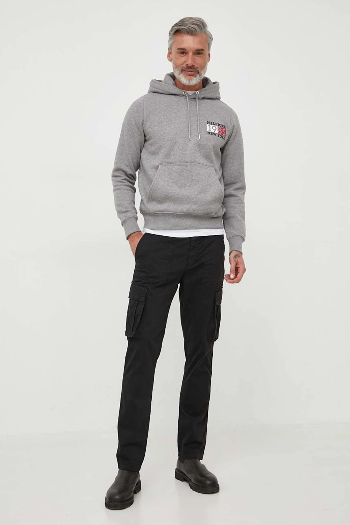 Tommy Hilfiger Pamuklu Regular Fit Kapüşonlu Erkek Sweat MW0MW32681 P91 GRİ - 2