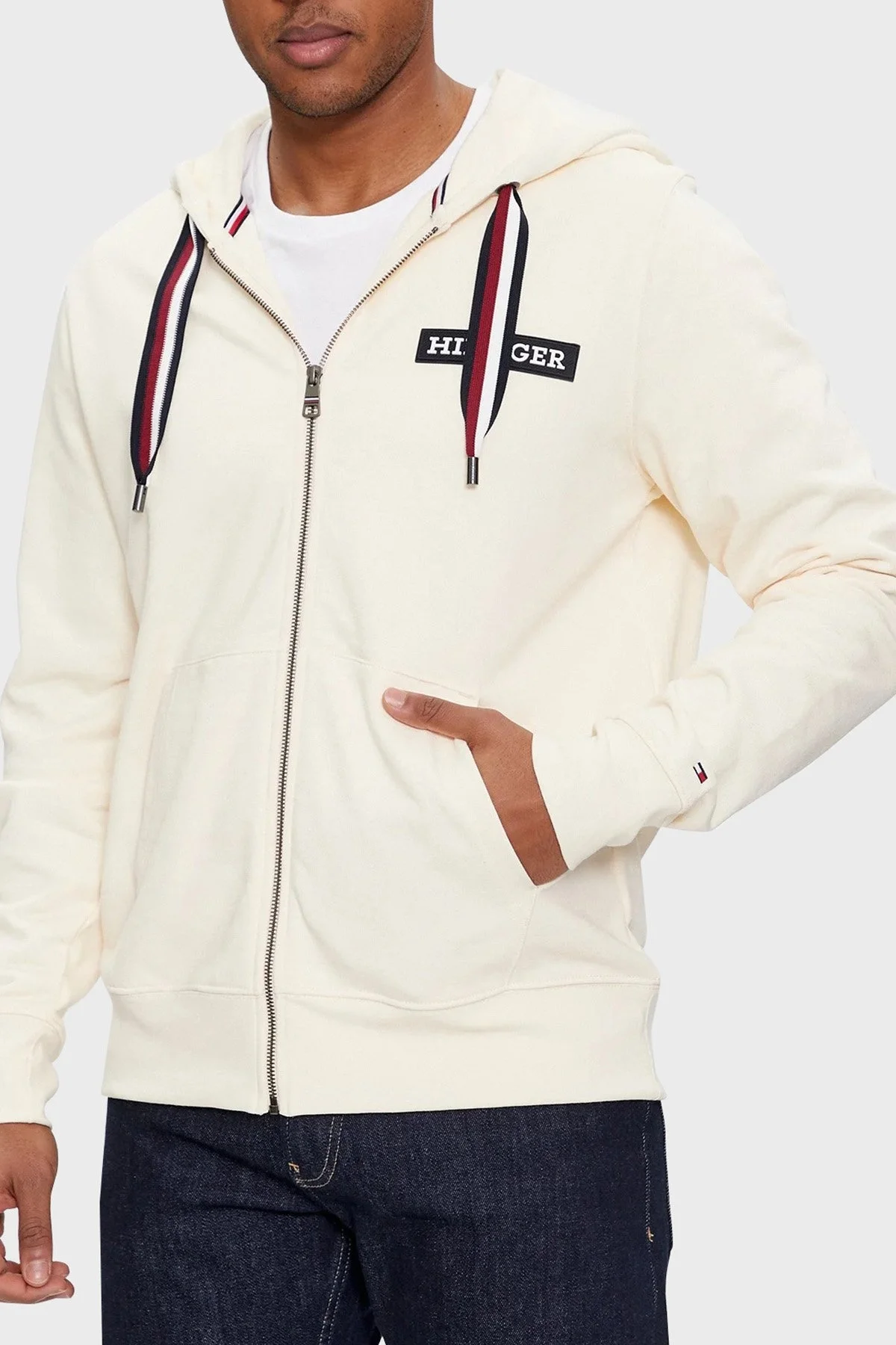 Tommy Hilfiger Pamuklu Regular Fit Kapüşonlu Erkek Sweat MW0MW33658 AEF BEJ - 1