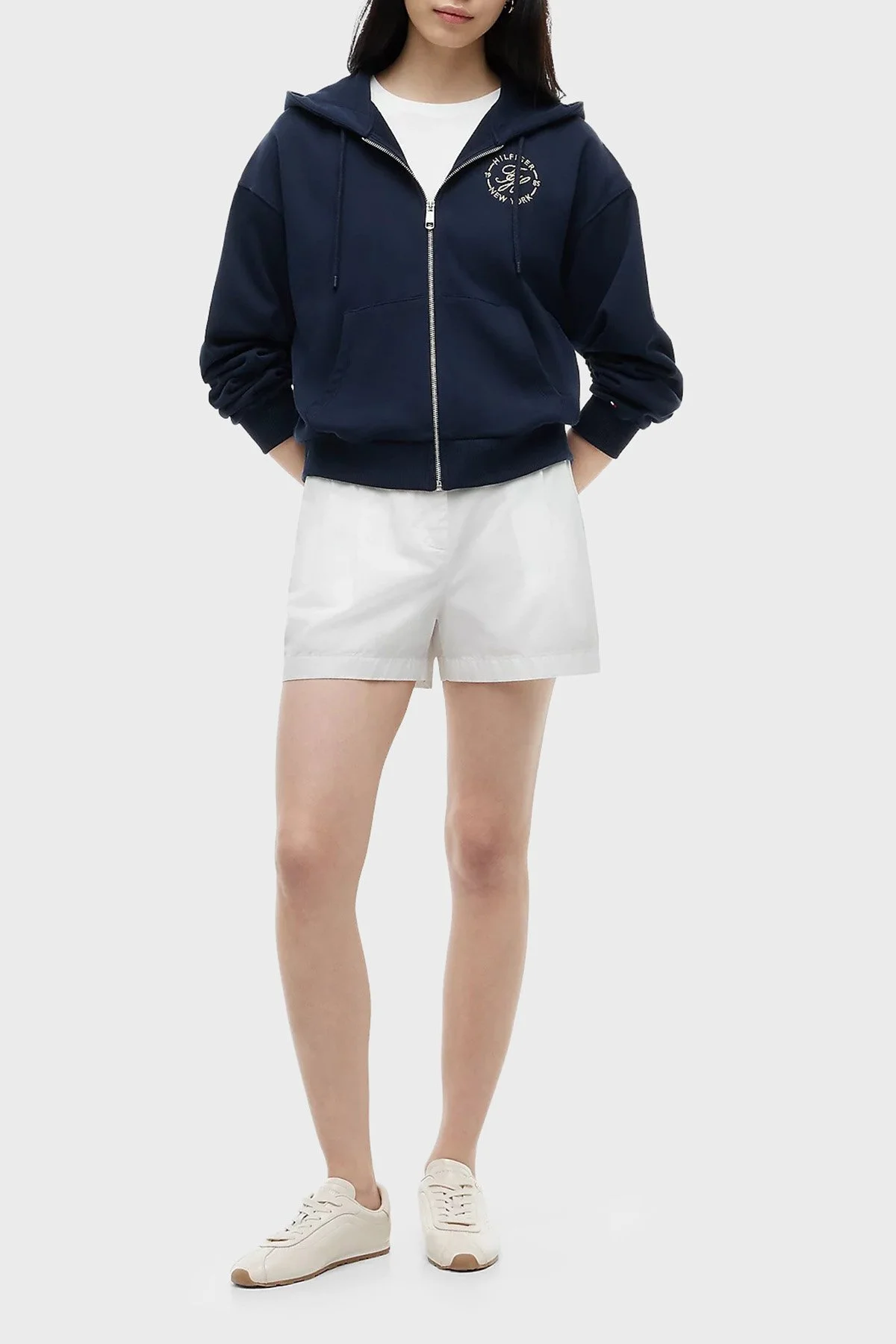 Tommy Hilfiger Pamuklu Regular Fit Kapüşonlu Fermuarlı Logolu Kadın Sweat WW0WW50938 C1G Lacivert - 2