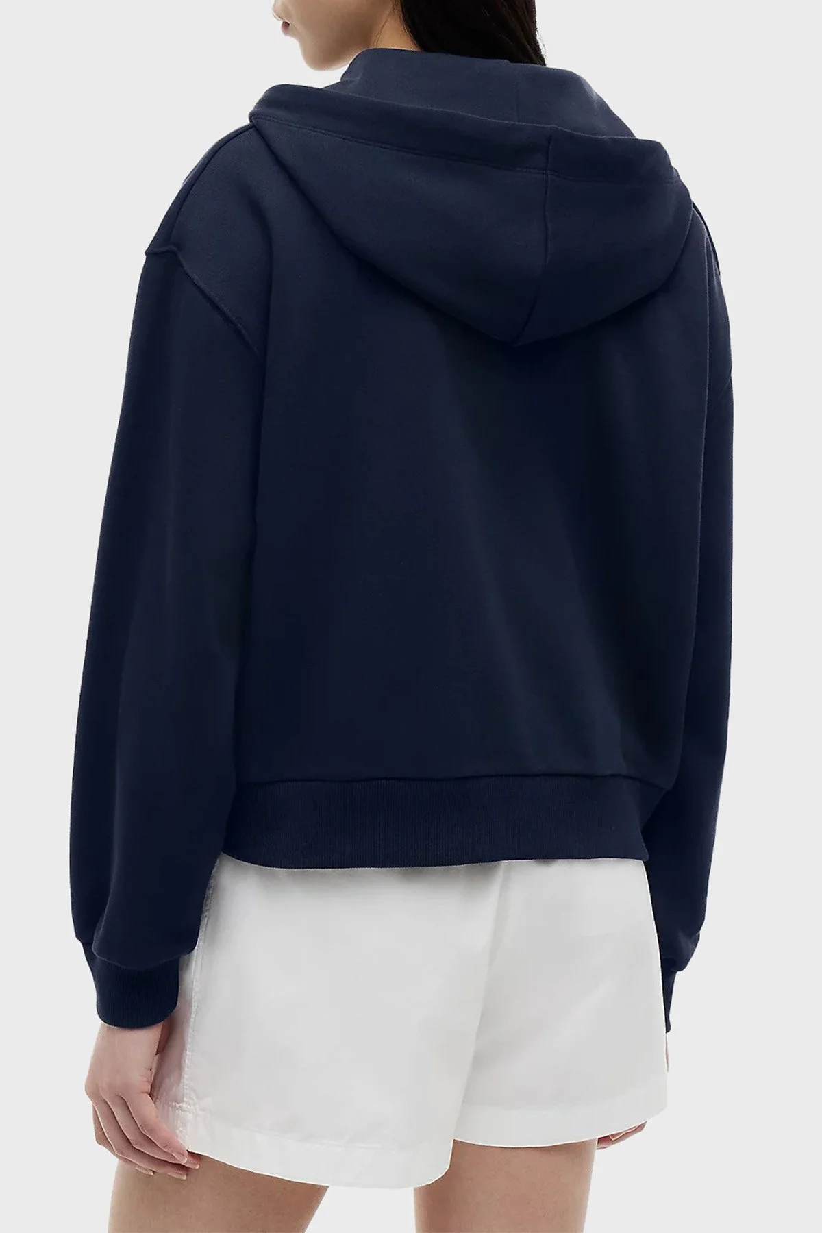 Tommy Hilfiger Pamuklu Regular Fit Kapüşonlu Fermuarlı Logolu Kadın Sweat WW0WW50938 C1G Lacivert - 4
