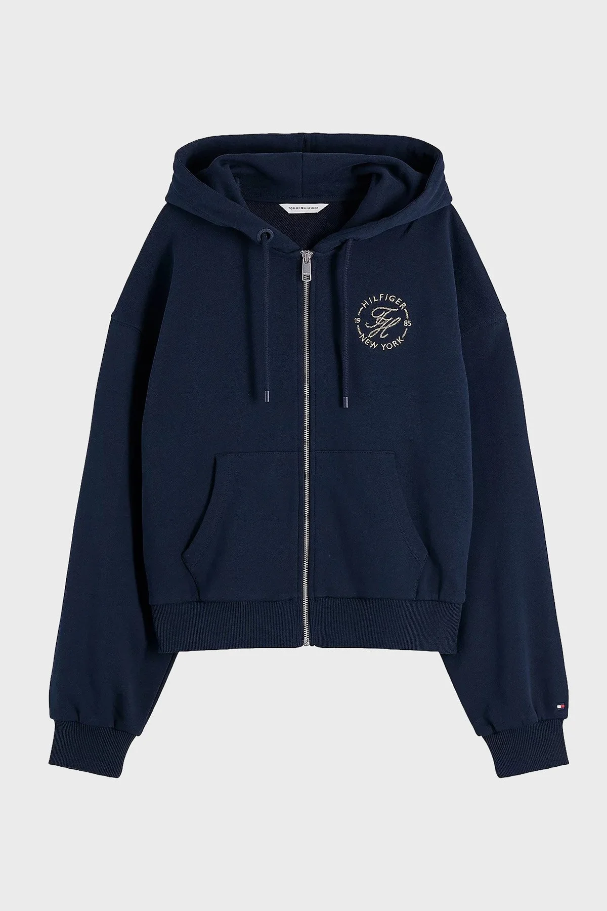 Tommy Hilfiger Pamuklu Regular Fit Kapüşonlu Fermuarlı Logolu Kadın Sweat WW0WW50938 C1G Lacivert - 5