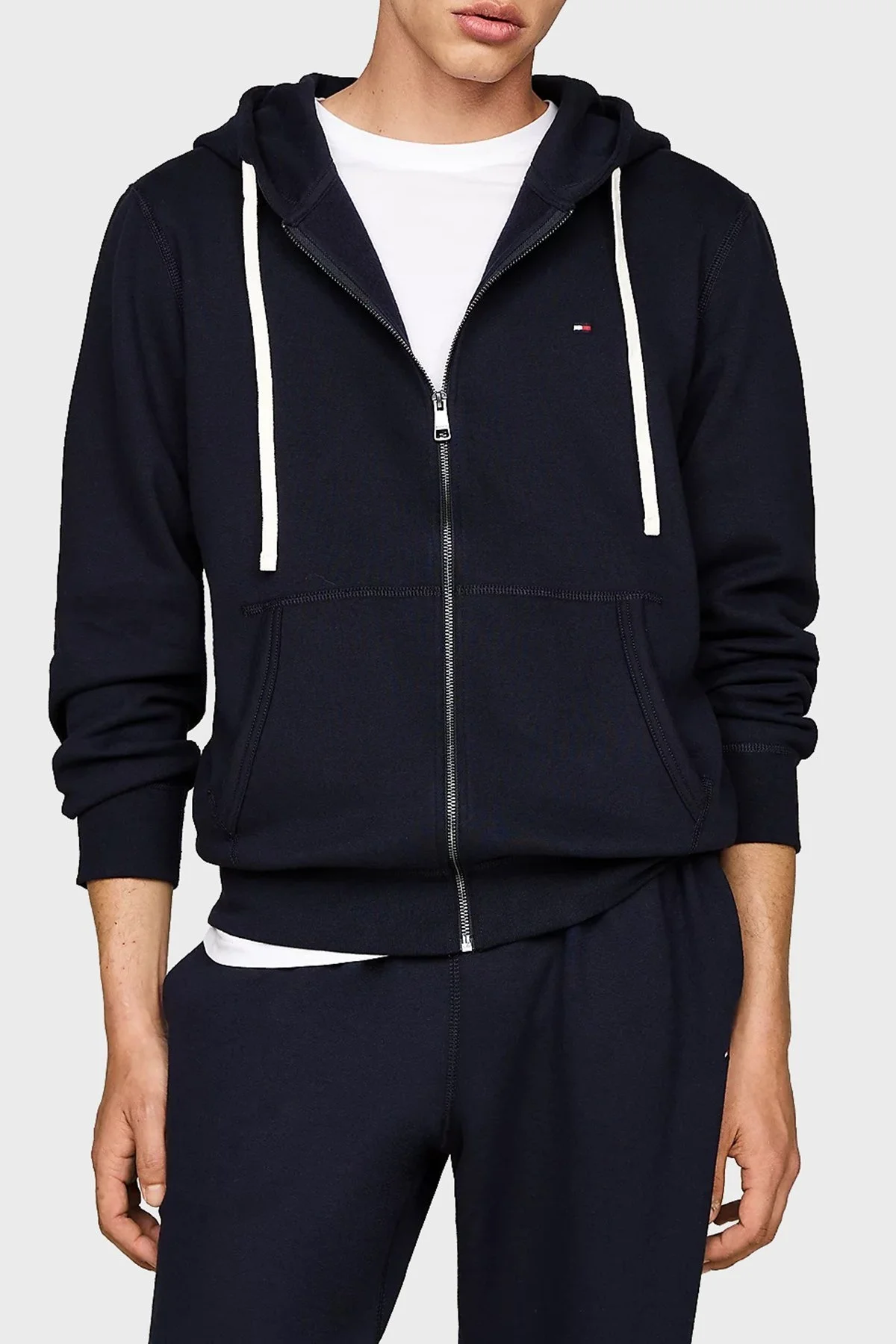 Tommy Hilfiger Pamuklu Regular Fit Kapüşonlu Fermurlı Erkek Sweat MW0MW37234 DW5 LACİVERT - 1