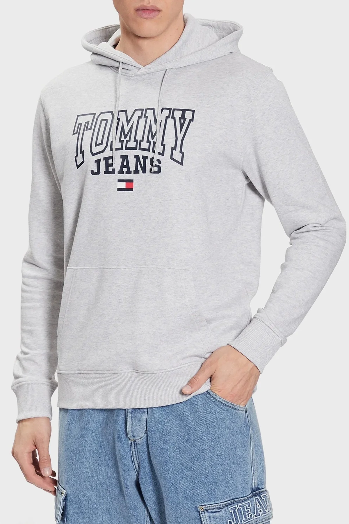 Tommy Hilfiger Pamuklu Regular Fit Kapüşonlu Yaka Erkek Sweat DM0DM16792 PJ4 AÇIK GRİ - 1