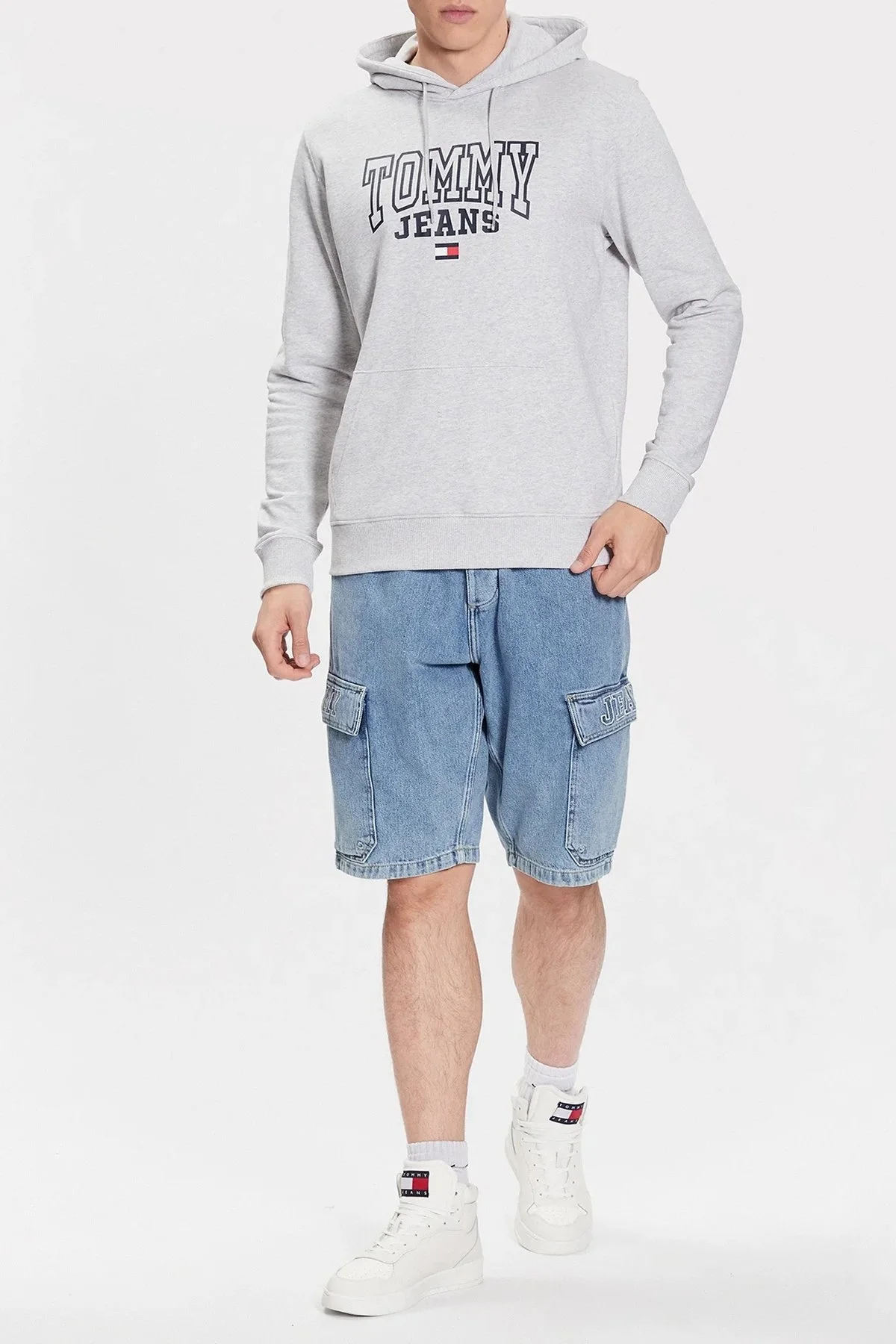 Tommy Hilfiger Pamuklu Regular Fit Kapüşonlu Yaka Erkek Sweat DM0DM16792 PJ4 AÇIK GRİ - 3