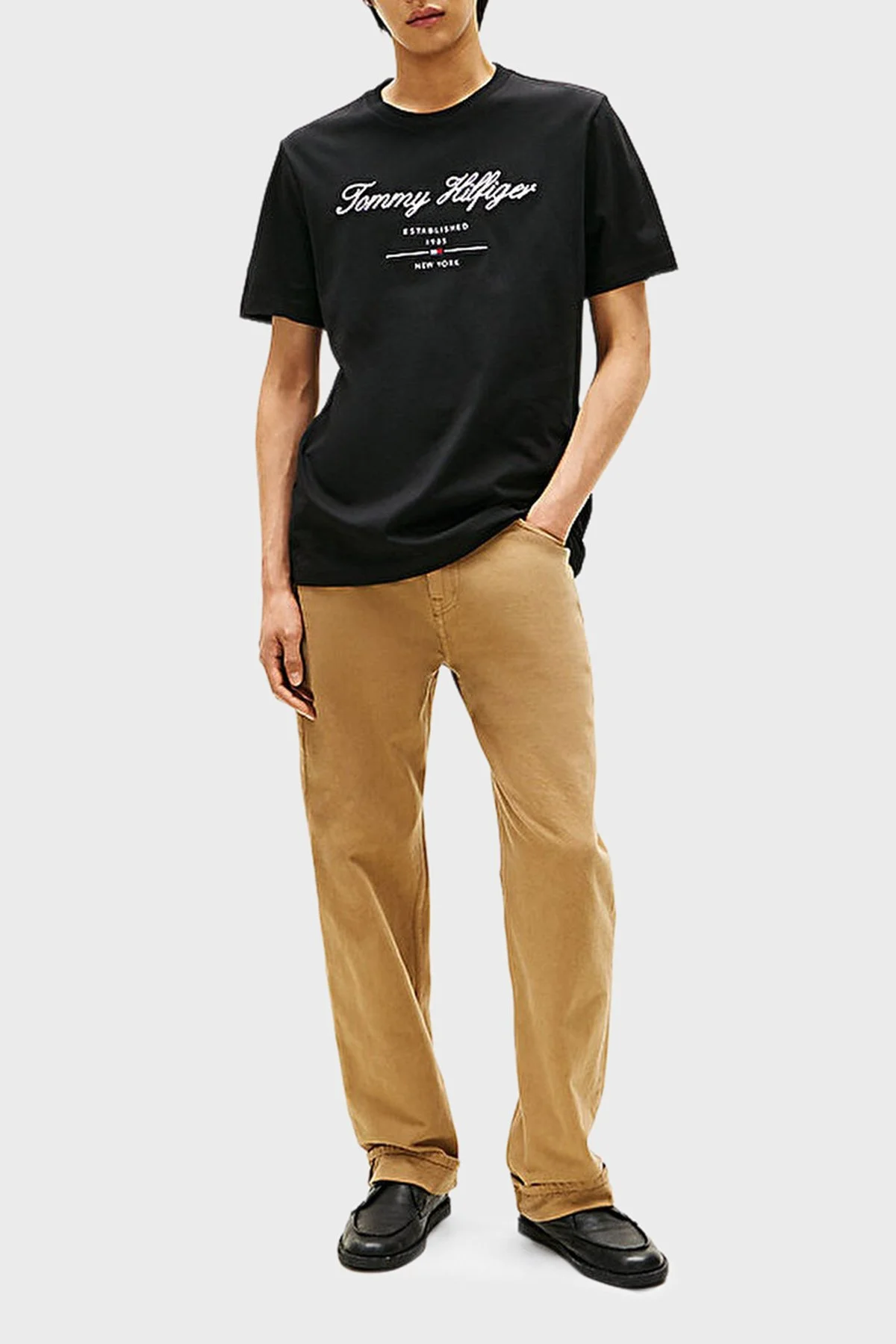 Tommy Hilfiger Pamuklu Regular Fit Logolu Bisiklet Yaka Erkek T Shirt MW0MW33691 BDS SİYAH - 2