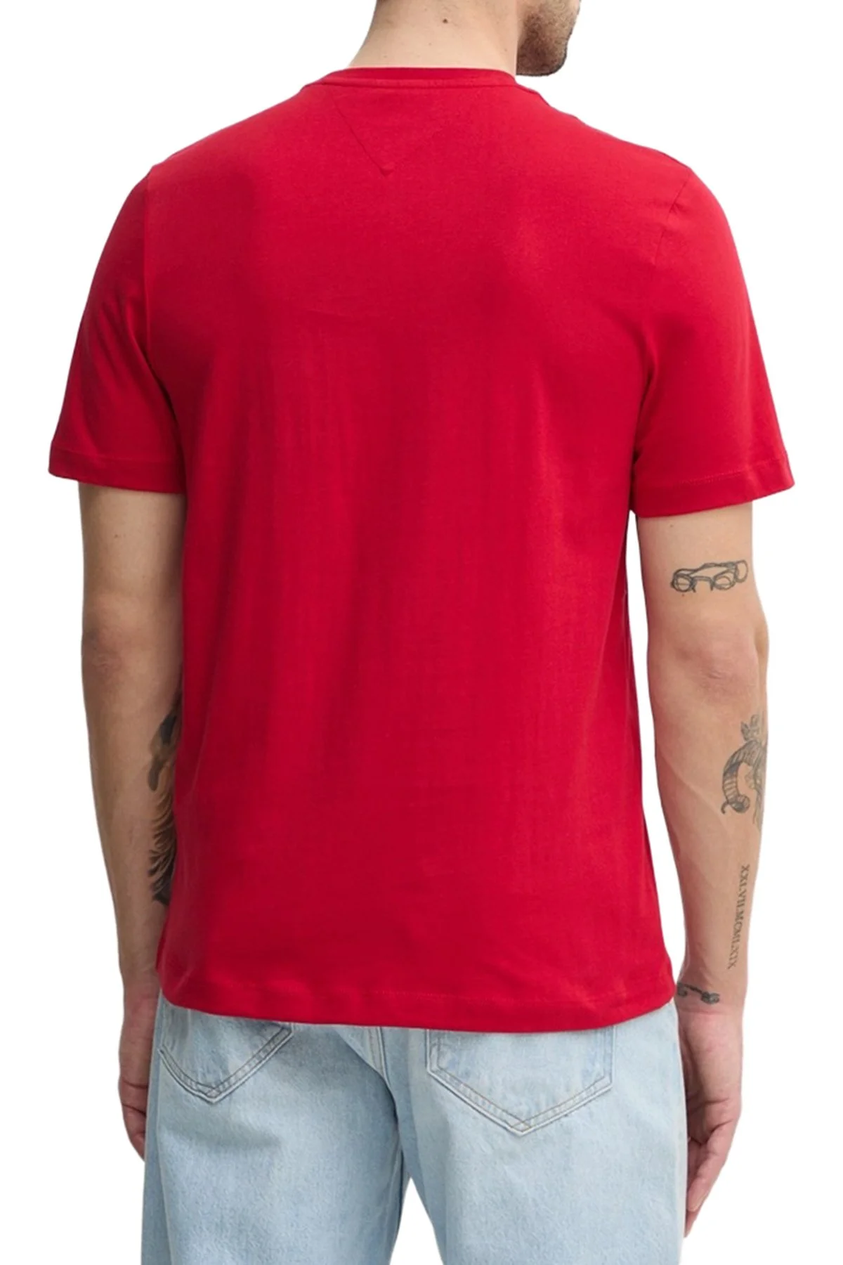 Tommy Hilfiger Pamuklu Regular Fit Logolu Bisiklet Yaka Erkek T Shirt MW0MW33691 XLD KIRMIZI - 3