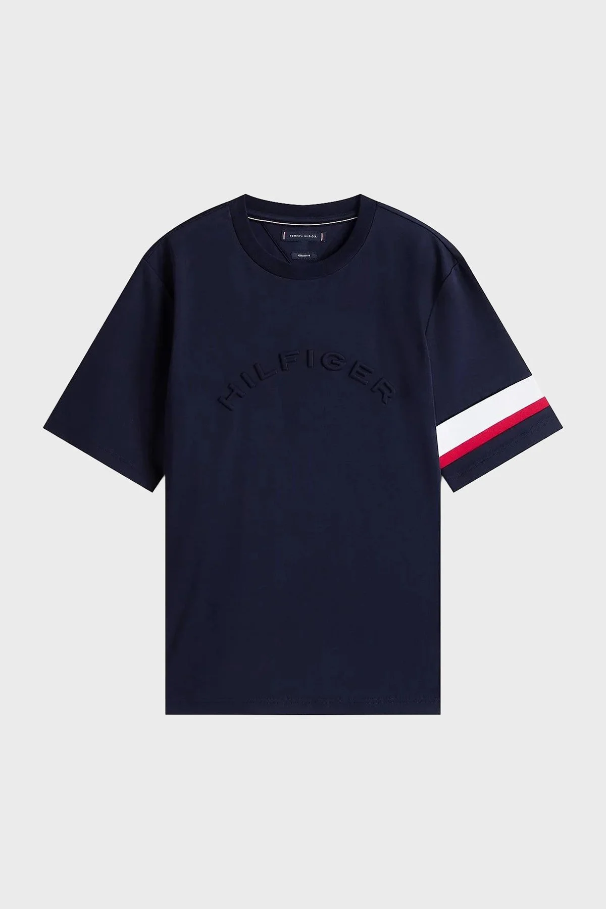 Tommy Hilfiger Pamuklu Regular Fit Logolu Bisiklet Yaka Erkek T Shirt MW0MW40018 DW5 LACİVERT - 5