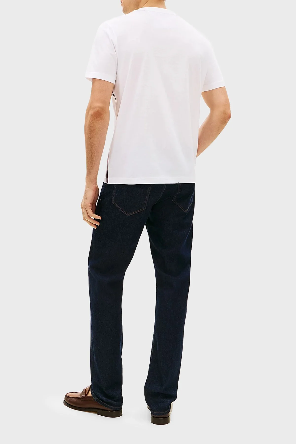 Tommy Hilfiger Pamuklu Regular Fit Logolu Bisiklet Yaka Erkek T Shirt MW0MW42393 YBR BEYAZ - 4