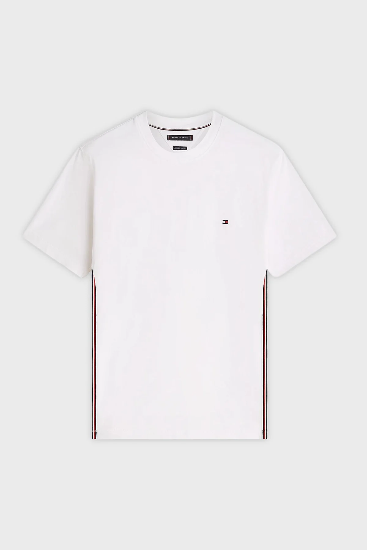 Tommy Hilfiger Pamuklu Regular Fit Logolu Bisiklet Yaka Erkek T Shirt MW0MW42393 YBR BEYAZ - 5