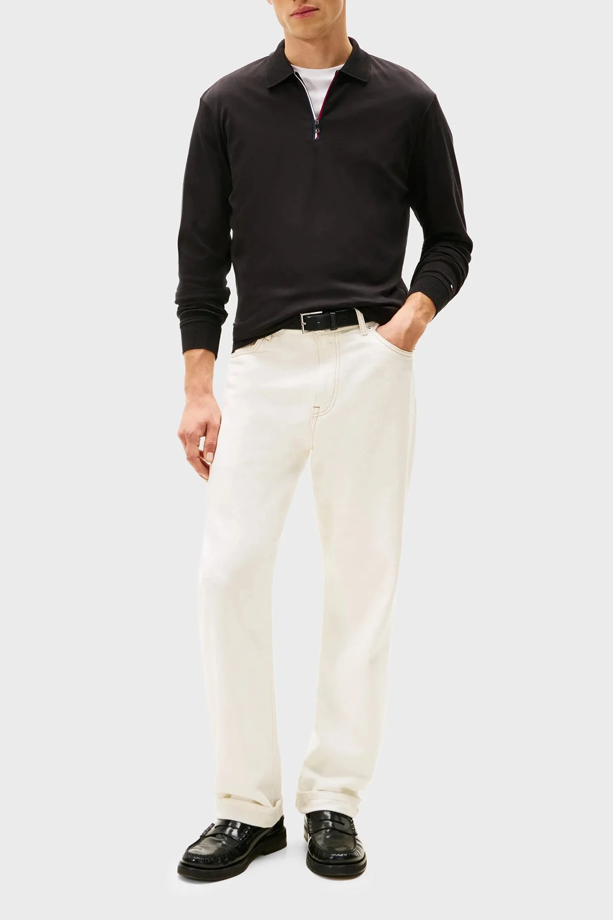 Tommy Hilfiger Pamuklu Regular Fit Logolu Erkek Polo Yaka Sweat MW0MW40302 BDS SİYAH - 2