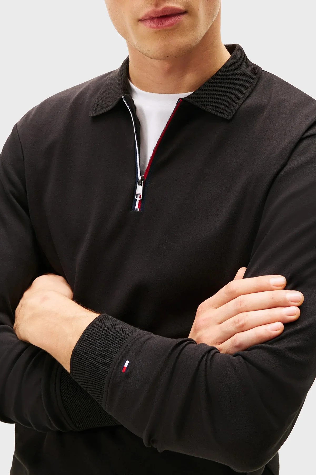 Tommy Hilfiger Pamuklu Regular Fit Logolu Erkek Polo Yaka Sweat MW0MW40302 BDS SİYAH - 3