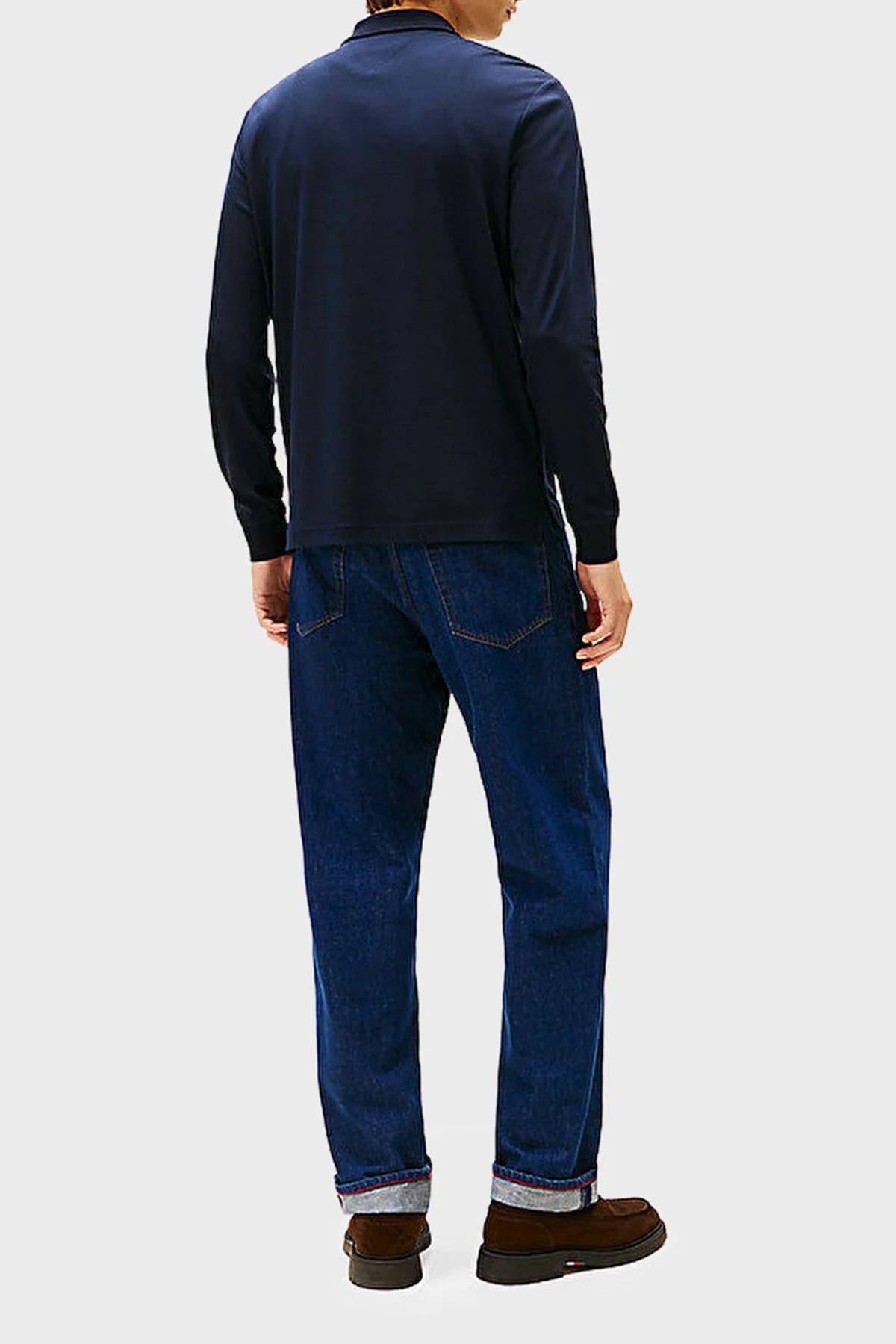 Tommy Hilfiger Pamuklu Regular Fit Logolu Erkek Polo Yaka Sweat MW0MW40302 DW5 LACİVERT - 4