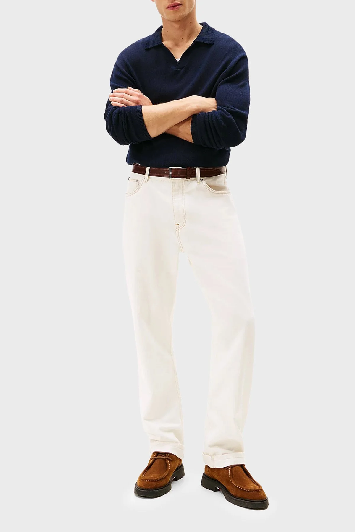 Tommy Hilfiger Pamuklu Regular Fit Logolu Erkek Polo Yaka Sweat MW0MW40444 DW5 LACİVERT - 3