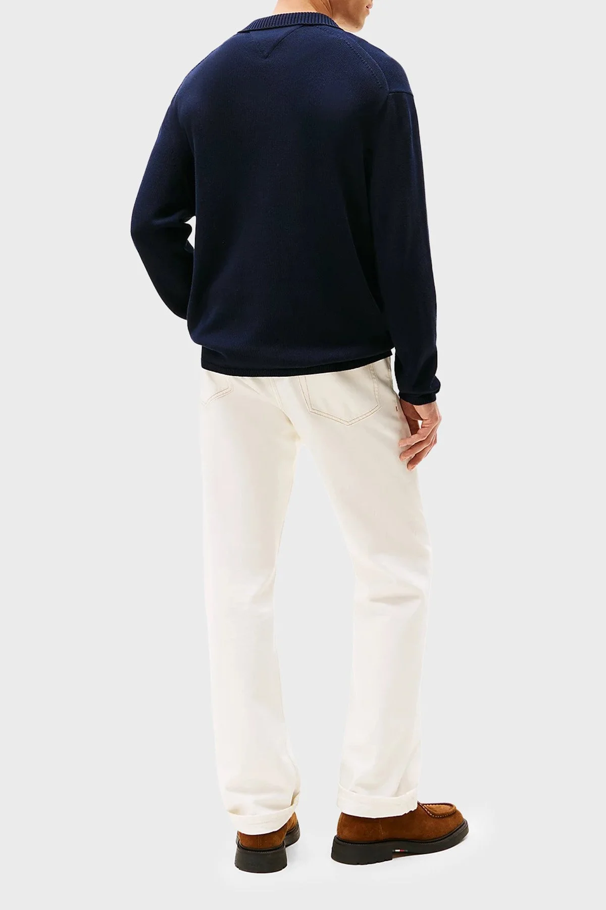 Tommy Hilfiger Pamuklu Regular Fit Logolu Erkek Polo Yaka Sweat MW0MW40444 DW5 LACİVERT - 4