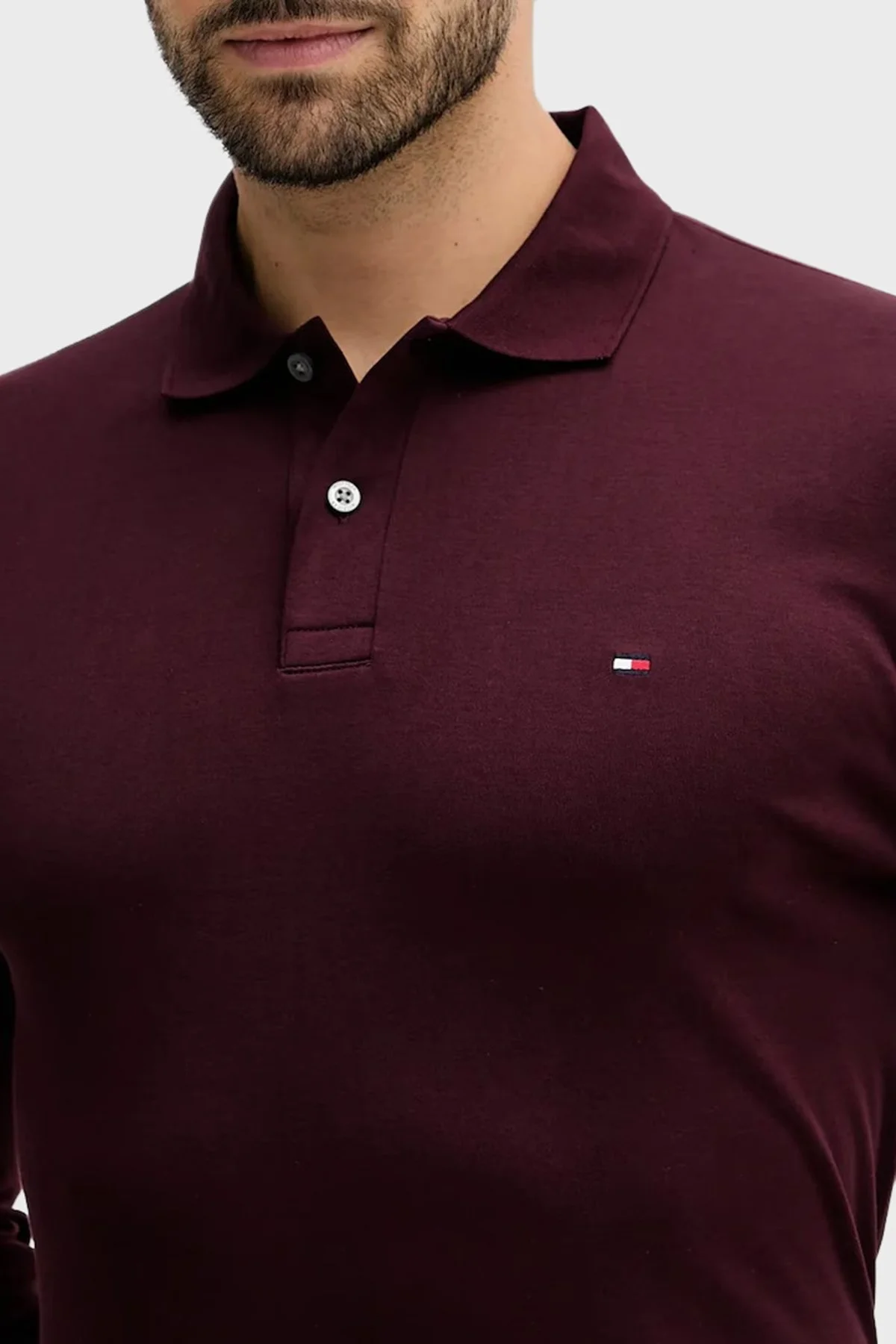 Tommy Hilfiger Pamuklu Regular Fit Logolu Erkek Polo Yaka T Shirt MW0MW37317 VLP BORDO - 4