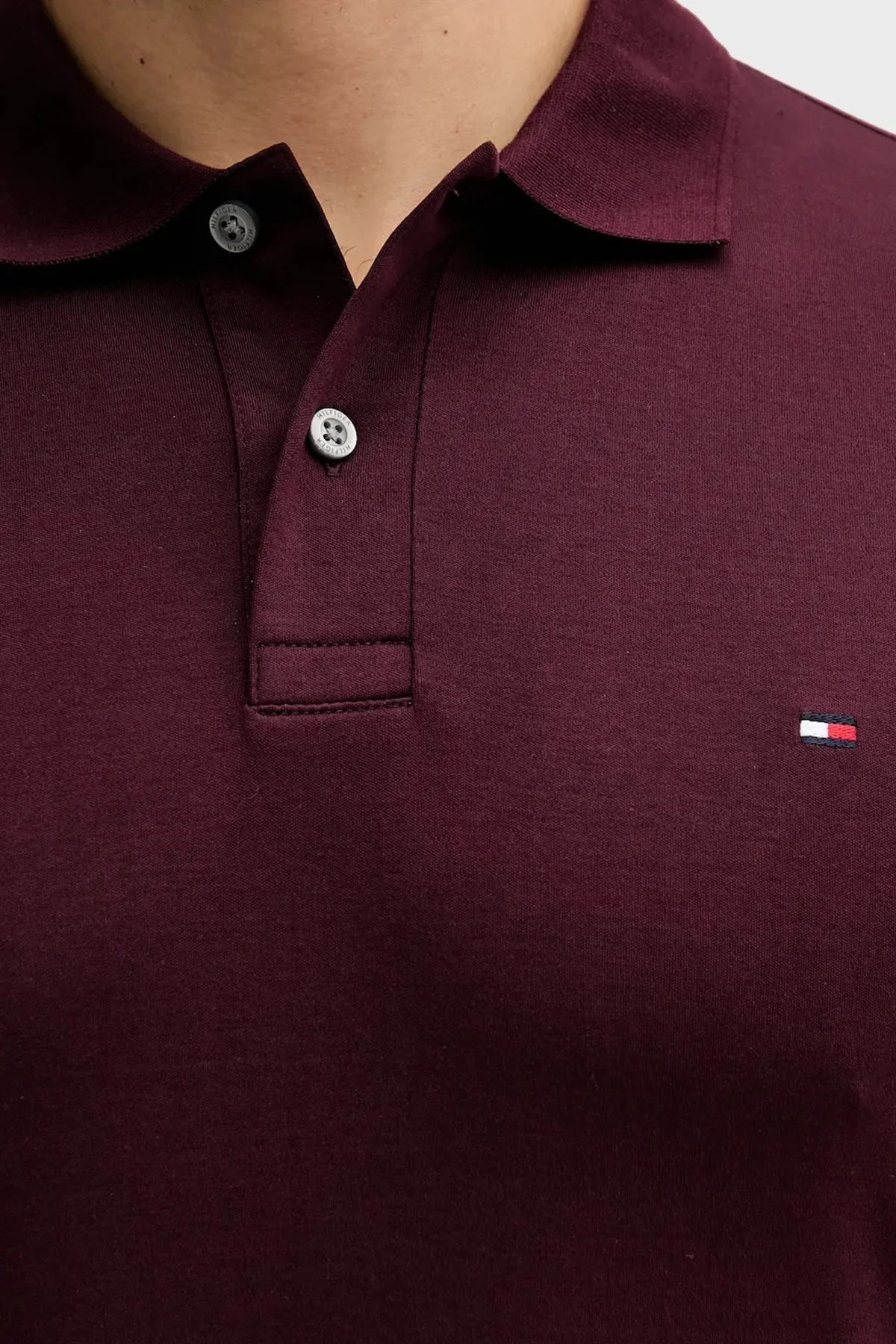 Tommy Hilfiger Pamuklu Regular Fit Logolu Erkek Polo Yaka T Shirt MW0MW37317 VLP BORDO - 5