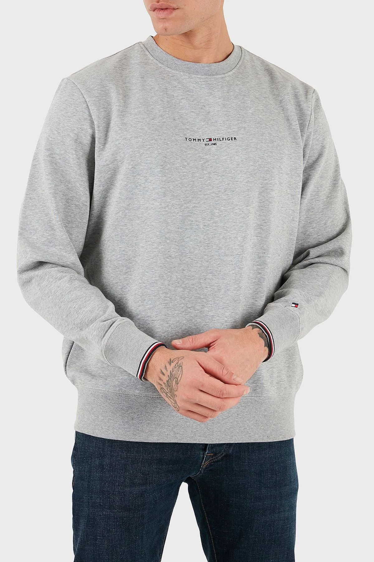 Tommy Hilfiger Pamuklu Regular Fit Logolu Erkek Sweat MW0MW33639 P01 GRİ - 2