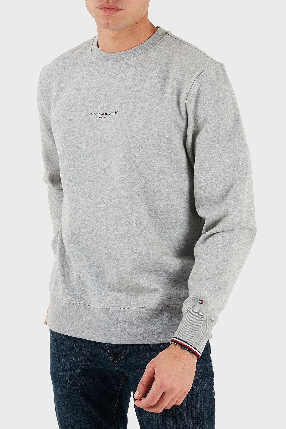 Tommy Hilfiger Pamuklu Regular Fit Logolu Erkek Sweat MW0MW33639 P01 GRİ - 3
