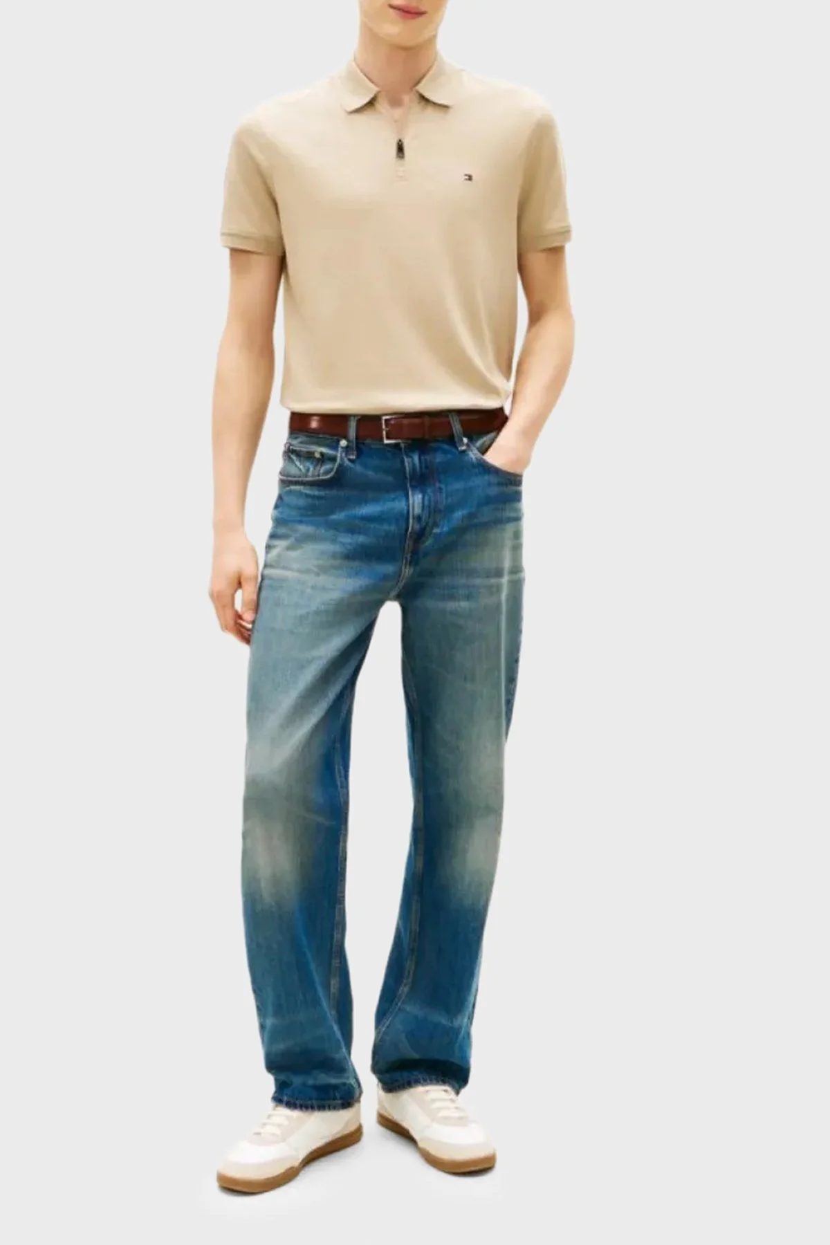 Tommy Hilfiger Pamuklu Regular Fit Logolu Fermuarlı Erkek Polo Yaka T Shirt MW0MW42758 RBT KUM - 2