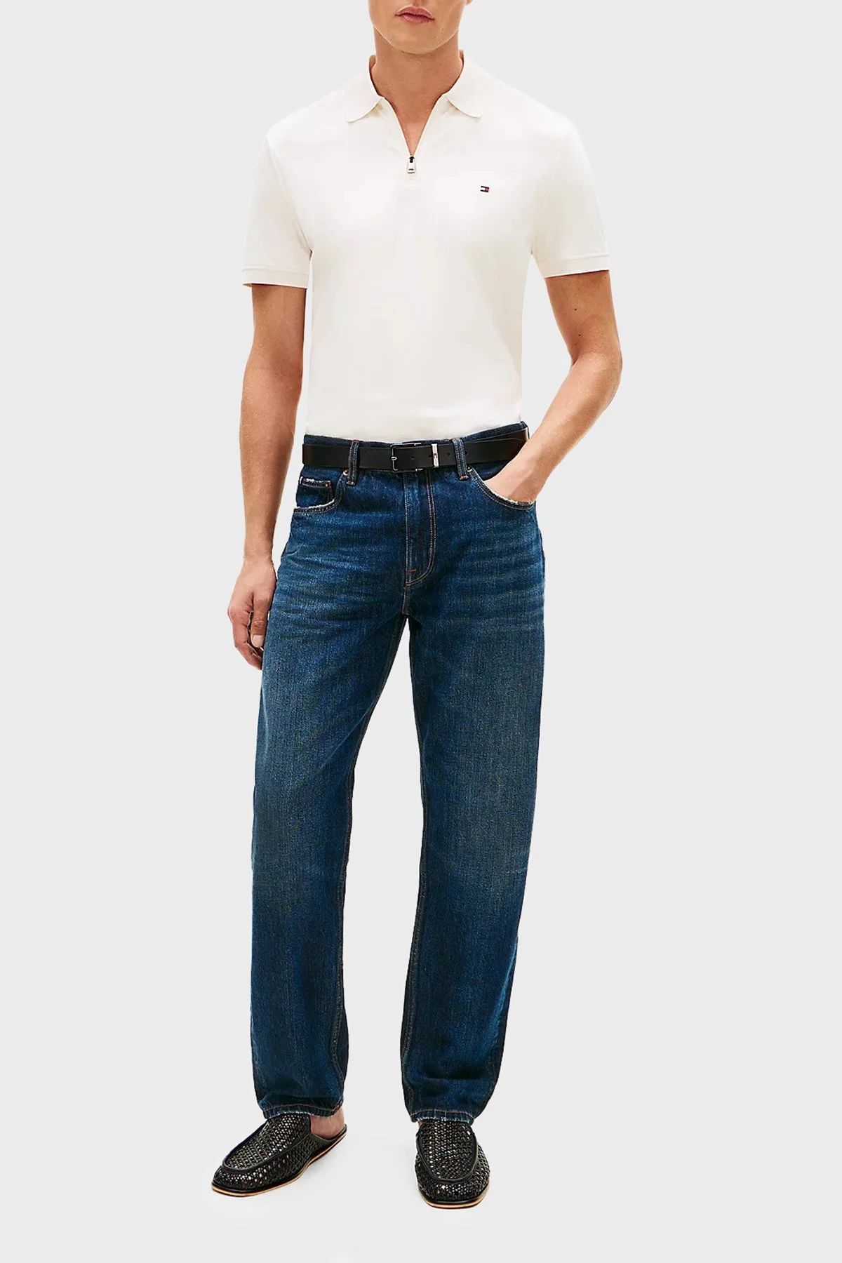 Tommy Hilfiger Pamuklu Regular Fit Logolu Fermuarlı Erkek Polo Yaka T Shirt MW0MW42758 Z00 AÇIK BEJ - 2