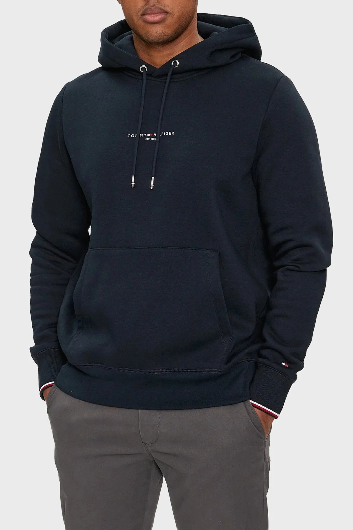 Tommy Hilfiger Pamuklu Regular Fit Logolu Kapüşon Yaka Erkek Sweat MW0MW32673 DW5 LACİVERT - 1