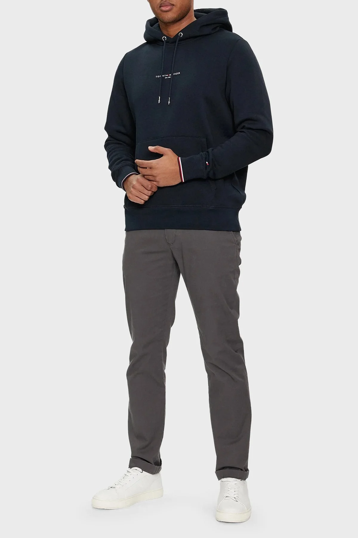 Tommy Hilfiger Pamuklu Regular Fit Logolu Kapüşon Yaka Erkek Sweat MW0MW32673 DW5 LACİVERT - 2