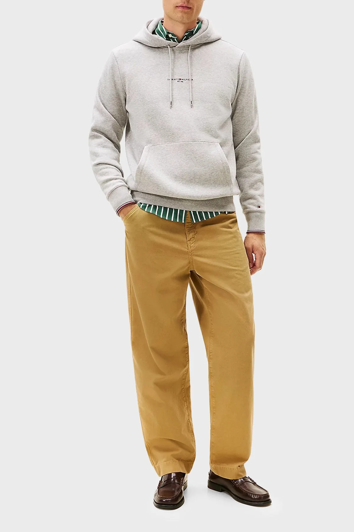 Tommy Hilfiger Pamuklu Regular Fit Logolu Kapüşon Yaka Erkek Sweat MW0MW32673 P01 GRİ - 3