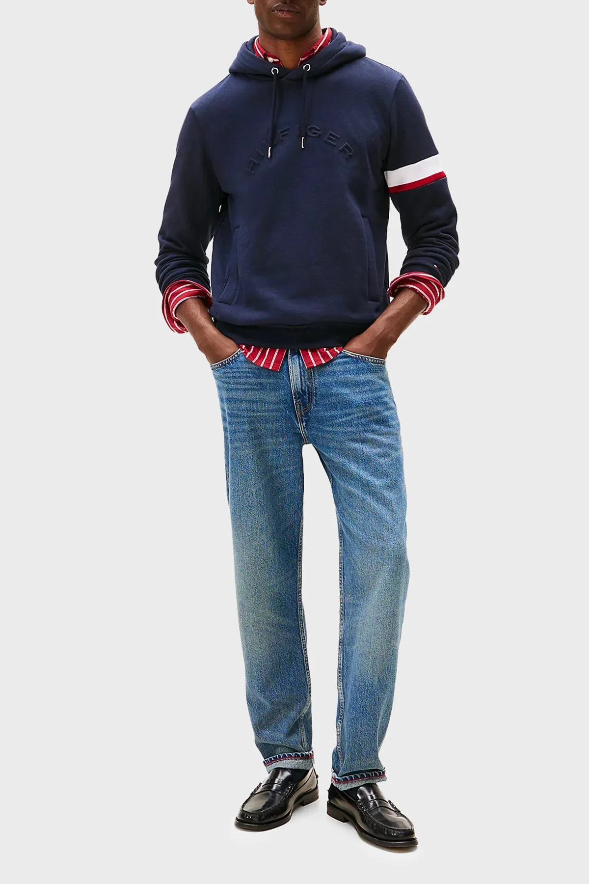 Tommy Hilfiger Pamuklu Regular Fit Logolu Kapüşonlu Erkek Sweat MW0MW40479 DW5 LACİVERT - 3