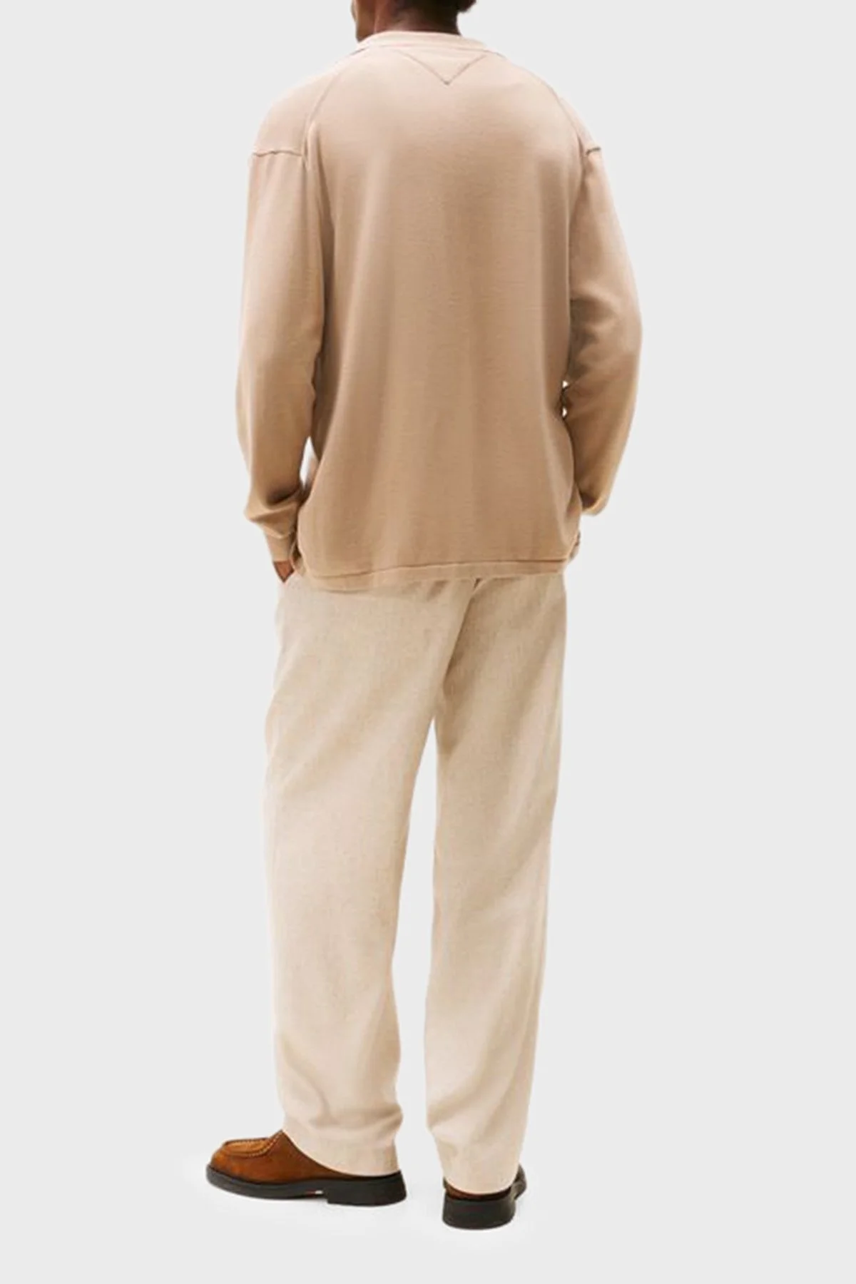 Tommy Hilfiger Pamuklu Regular Fit Logolu Klasik Yaka Erkek Sweat MW0MW40432 AFE BEJ - 2