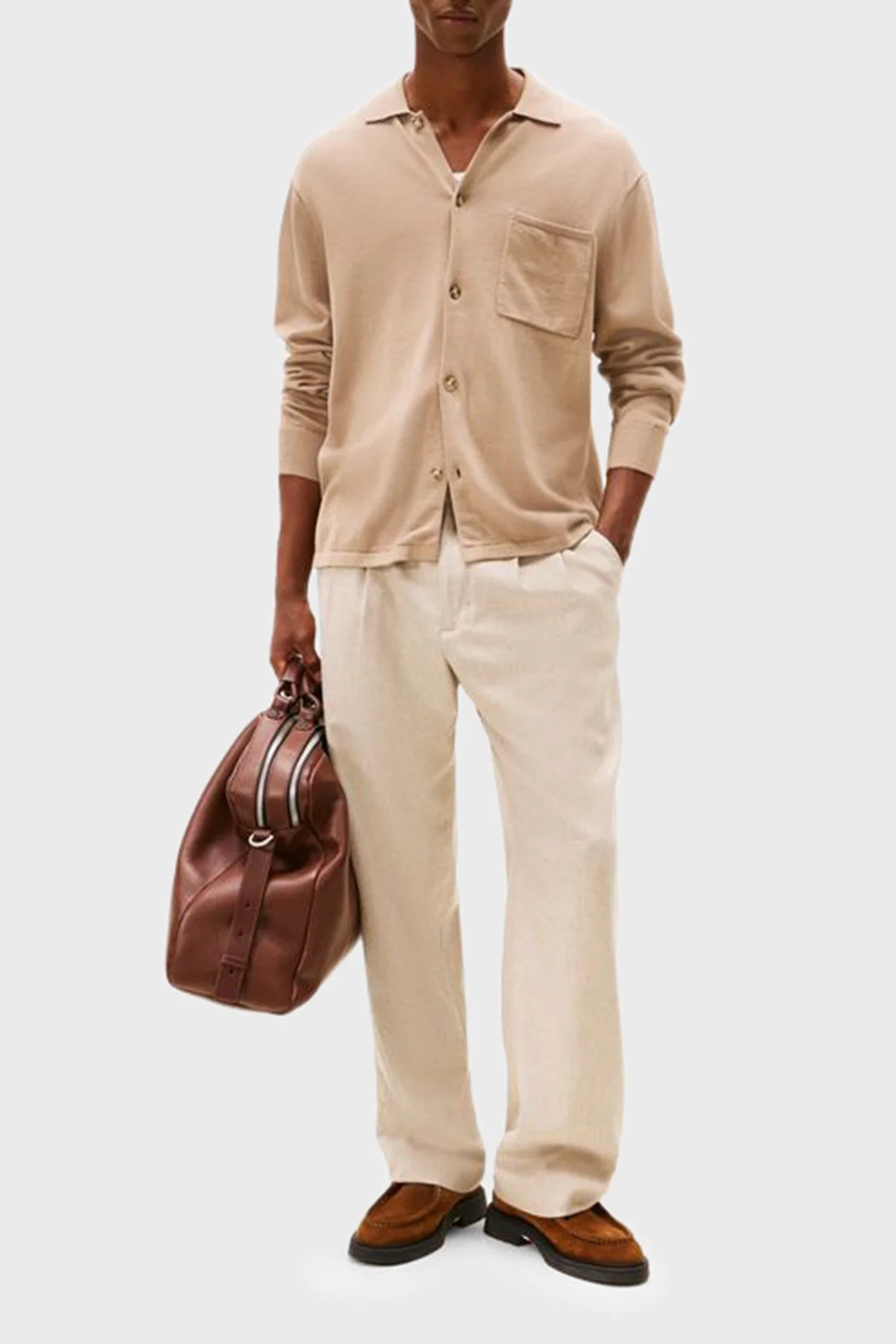 Tommy Hilfiger Pamuklu Regular Fit Logolu Klasik Yaka Erkek Sweat MW0MW40432 AFE BEJ - 3