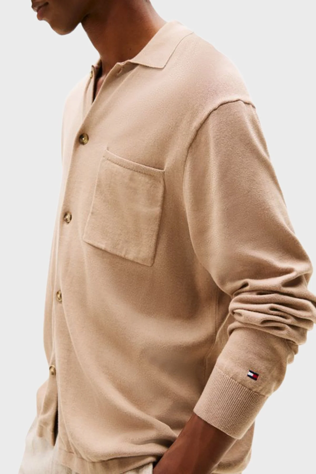 Tommy Hilfiger Pamuklu Regular Fit Logolu Klasik Yaka Erkek Sweat MW0MW40432 AFE BEJ - 5