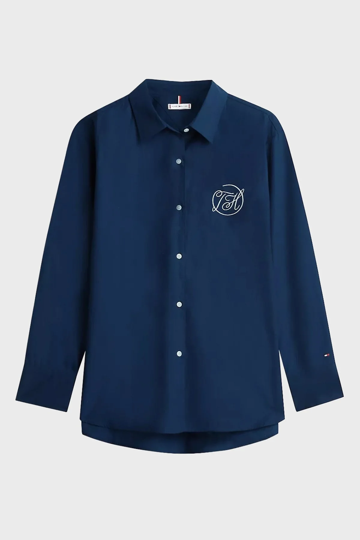 Tommy Hilfiger Pamuklu Regular Fit Logolu Uzun Kollu Bayan Gömlek WW0WW48190 C1G LACİVERT - 5