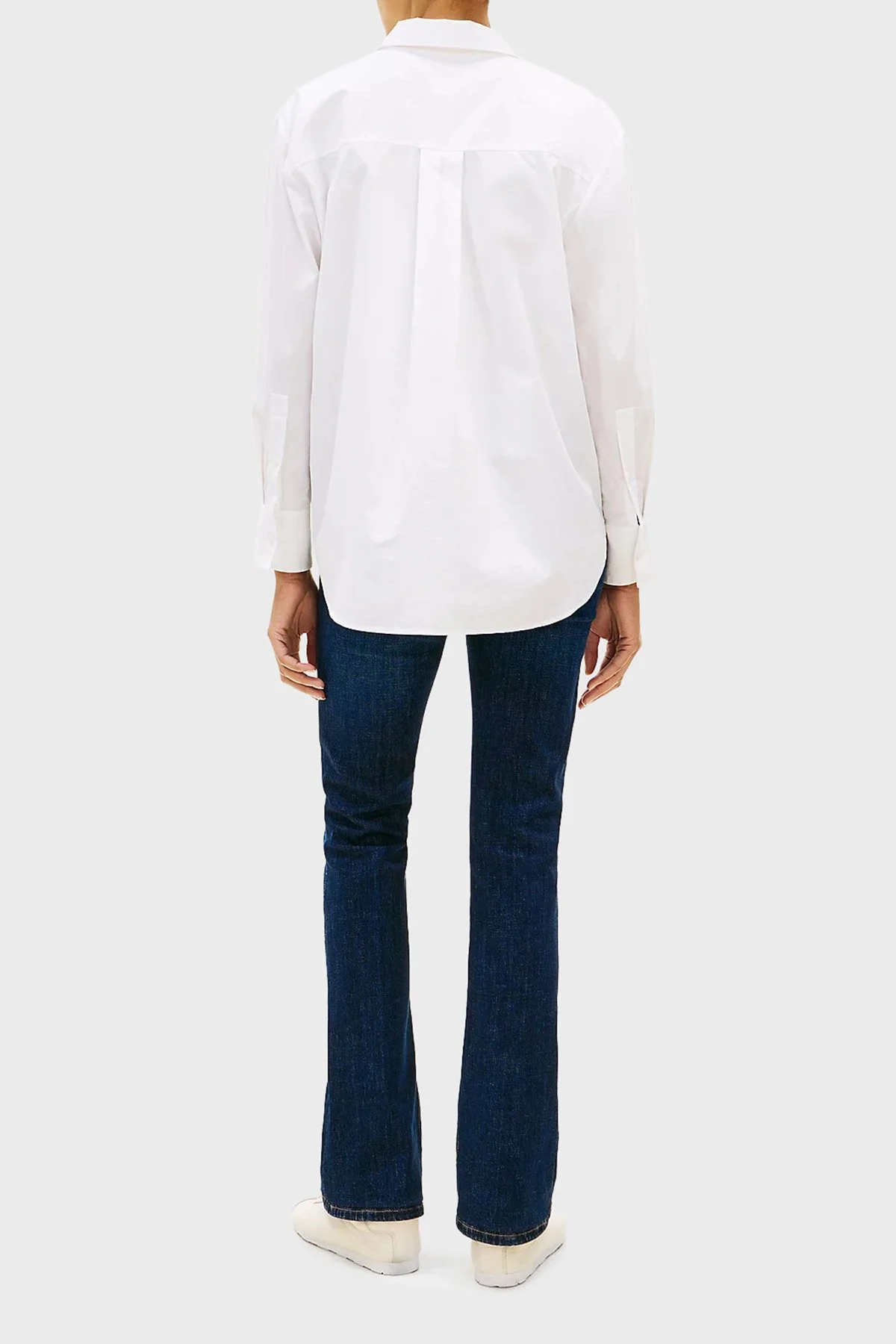 Tommy Hilfiger Pamuklu Regular Fit Logolu Uzun Kollu Bayan Gömlek WW0WW48190 YCF BEYAZ - 3