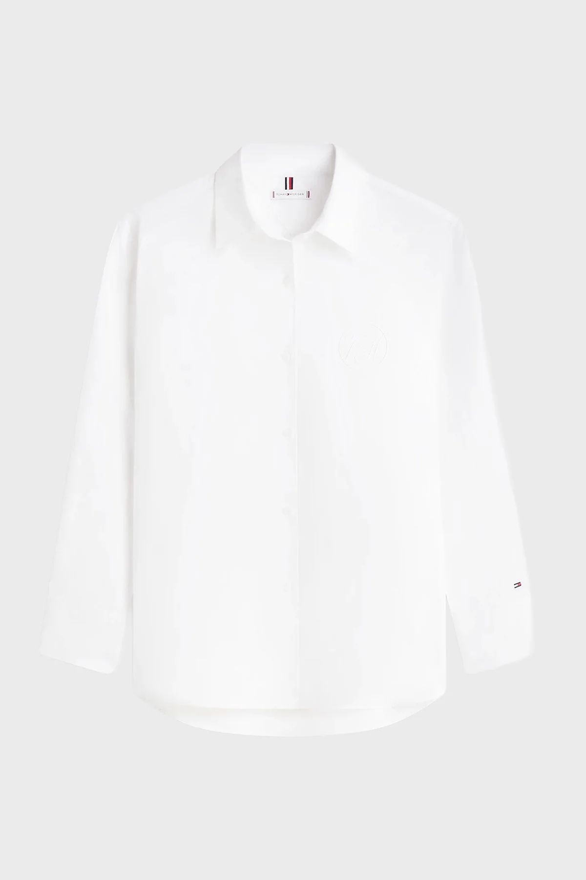 Tommy Hilfiger Pamuklu Regular Fit Logolu Uzun Kollu Bayan Gömlek WW0WW48190 YCF BEYAZ - 5