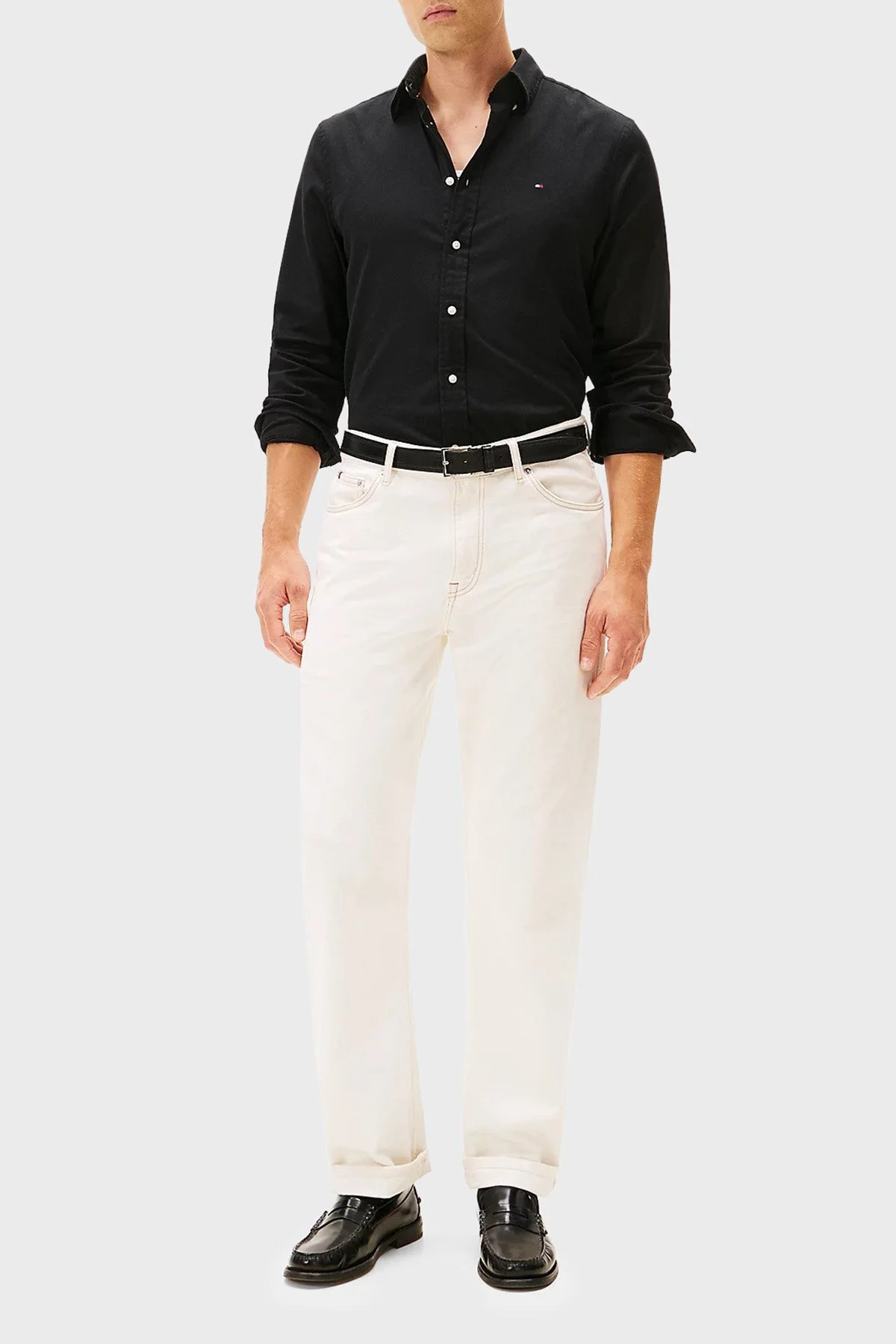 Tommy Hilfiger Pamuklu Regular Fit Logolu Uzun Kollu Erkek Gömlek MW0MW40469 BDS SİYAH - 3