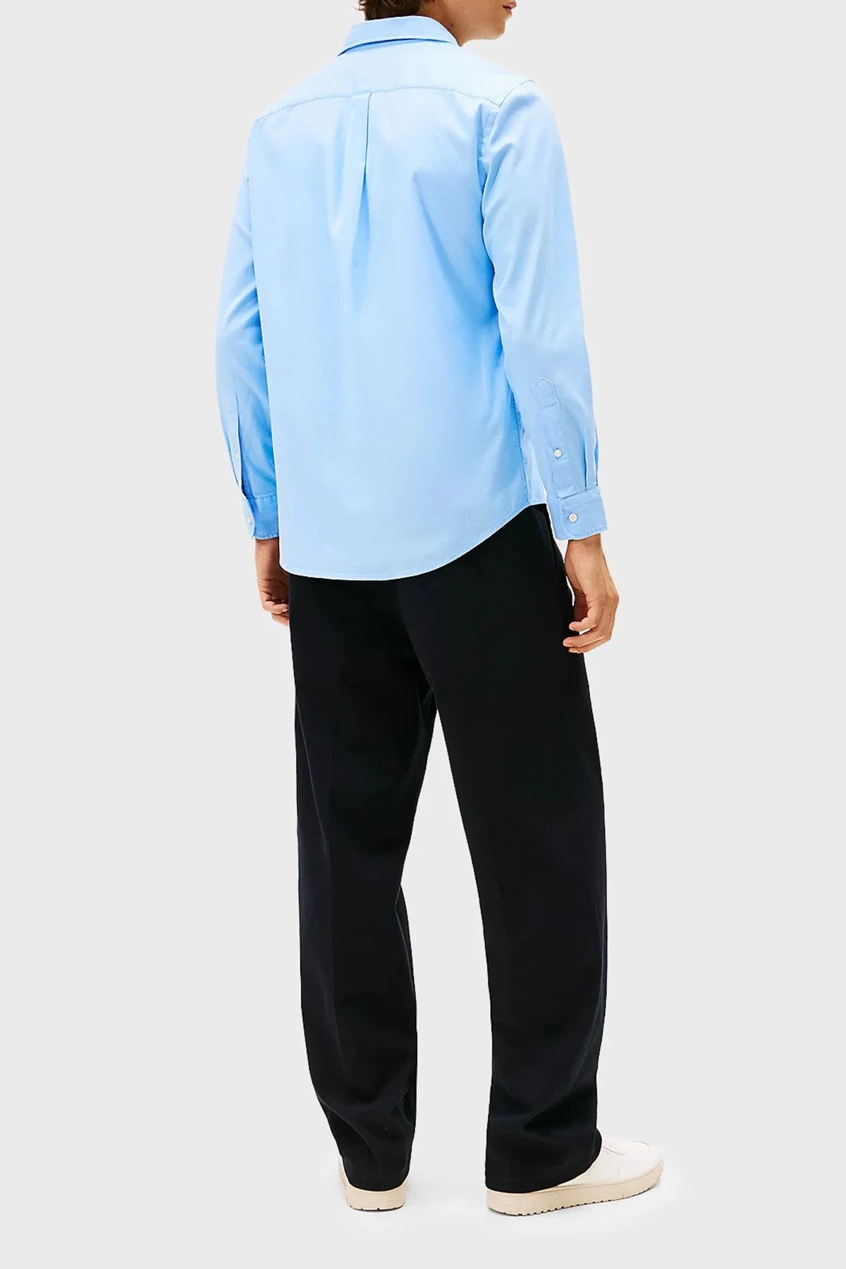 Tommy Hilfiger Pamuklu Regular Fit Logolu Uzun Kollu Erkek Gömlek MW0MW40469 C1Z MAVİ - 4