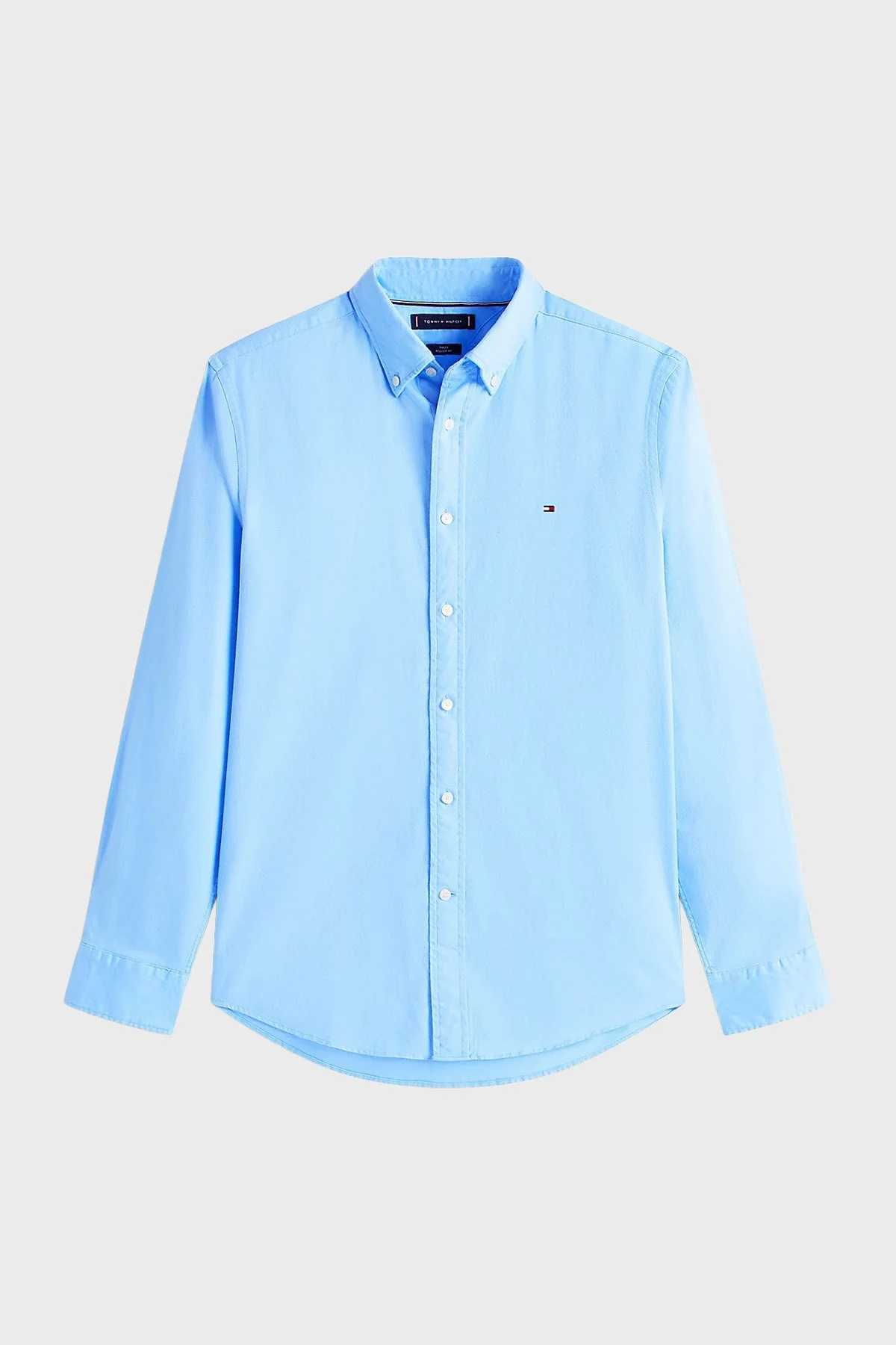 Tommy Hilfiger Pamuklu Regular Fit Logolu Uzun Kollu Erkek Gömlek MW0MW40469 C1Z MAVİ - 5