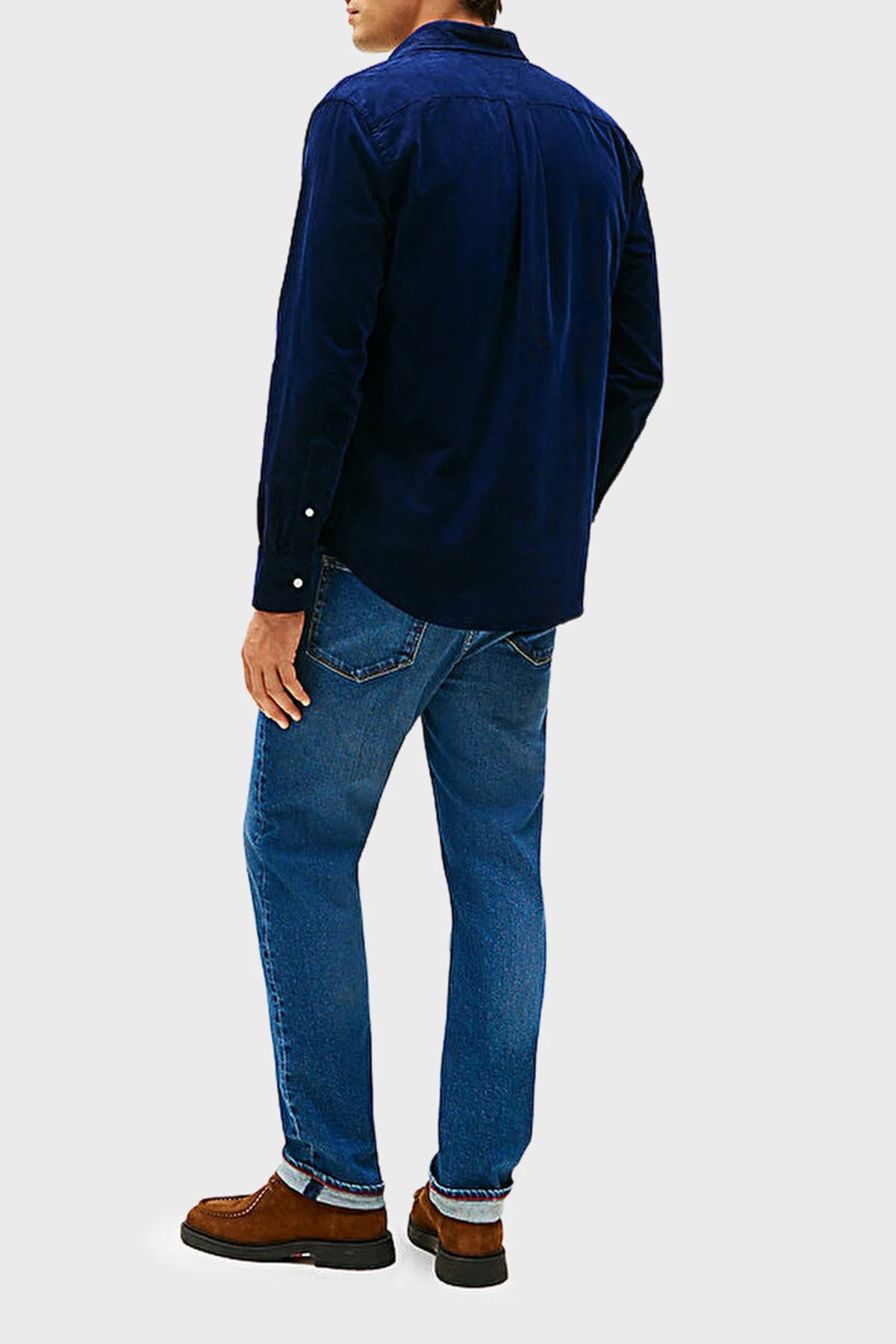 Tommy Hilfiger Pamuklu Regular Fit Logolu Uzun Kollu Erkek Gömlek MW0MW40469 C7G MAVİ - 4