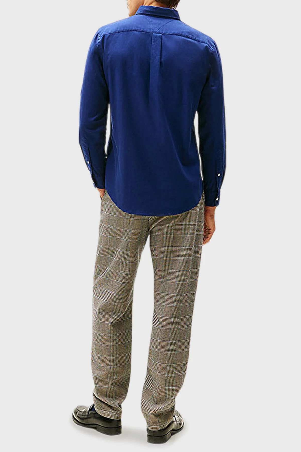 Tommy Hilfiger Pamuklu Regular Fit Logolu Düğmeli Yaka Uzun Kollu Erkek Gömlek MW0MW40469 C7G MAVİ - 8