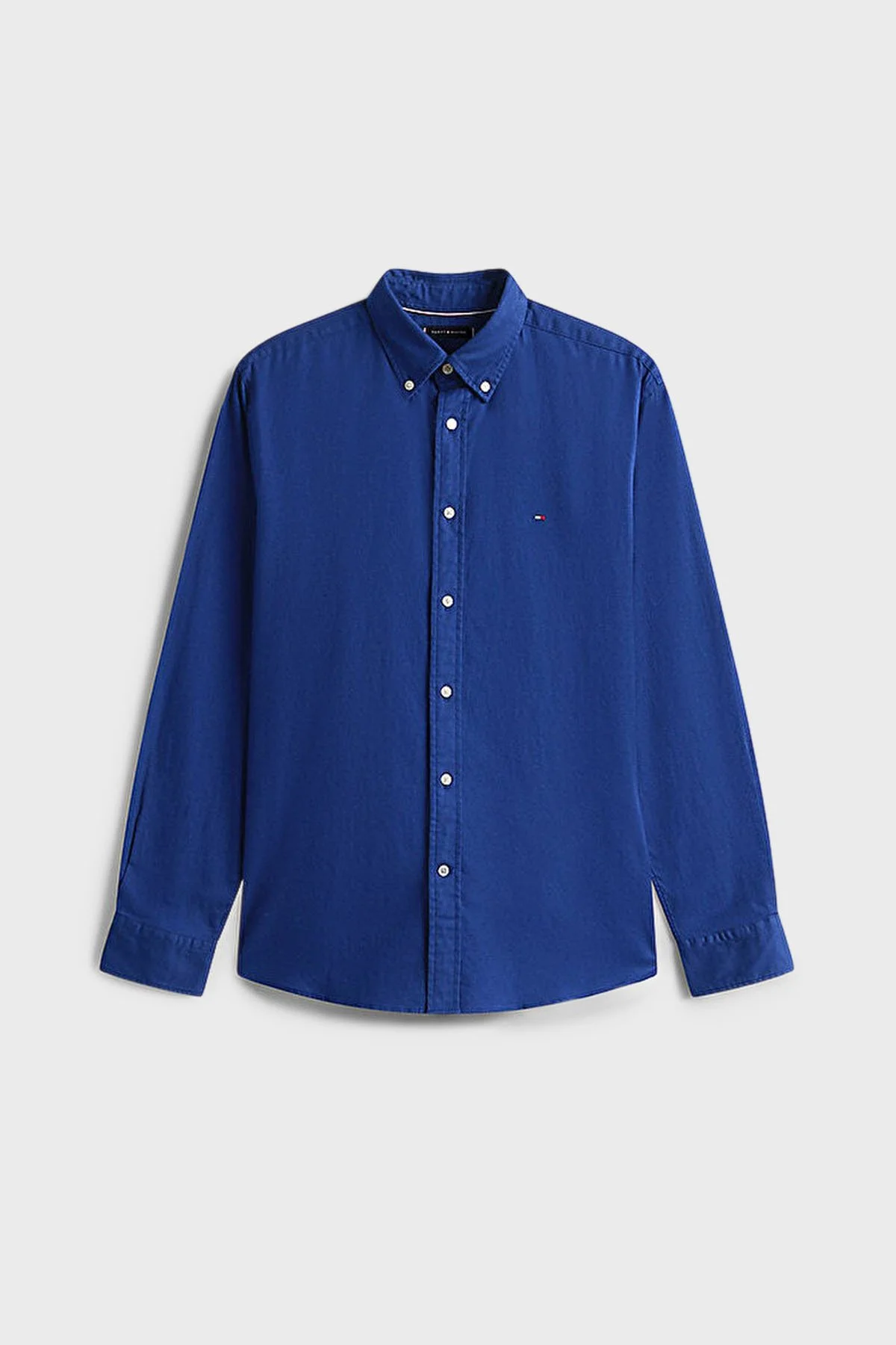 Tommy Hilfiger Pamuklu Regular Fit Logolu Düğmeli Yaka Uzun Kollu Erkek Gömlek MW0MW40469 C7G MAVİ - 10