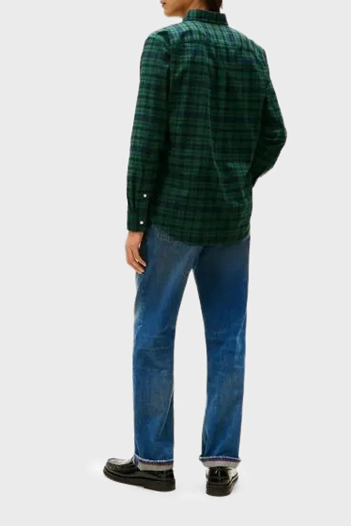 Tommy Hilfiger Pamuklu Regular Fit Logolu Uzun Kollu Erkek Gömlek MW0MW41493 0MS LACİVERT-BEYAZ - 4