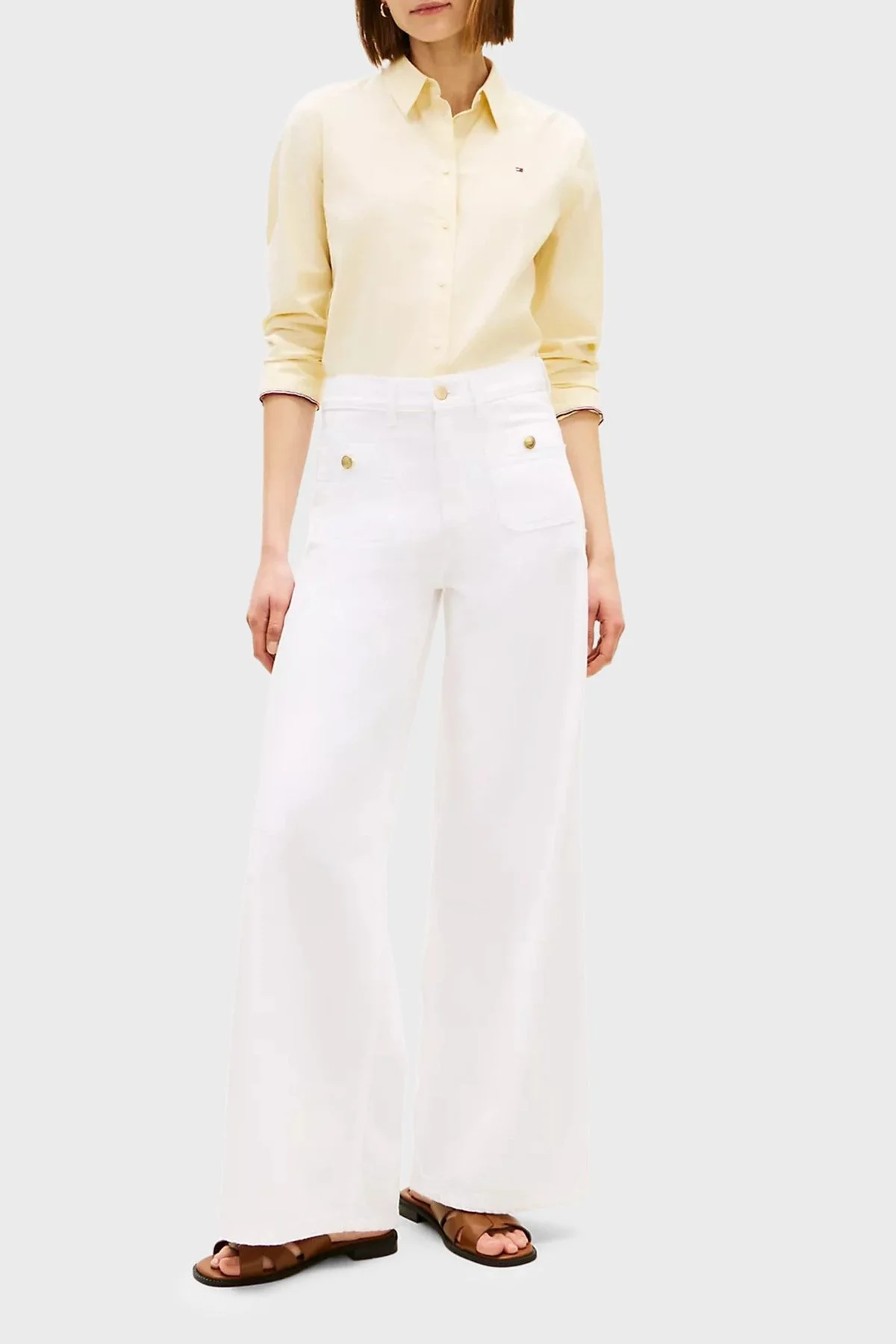 Tommy Hilfiger Pamuklu Regular Fit Normal Bel Jeans Bayan Kot Pantolon WW0WW48576 YCF BEYAZ - 2