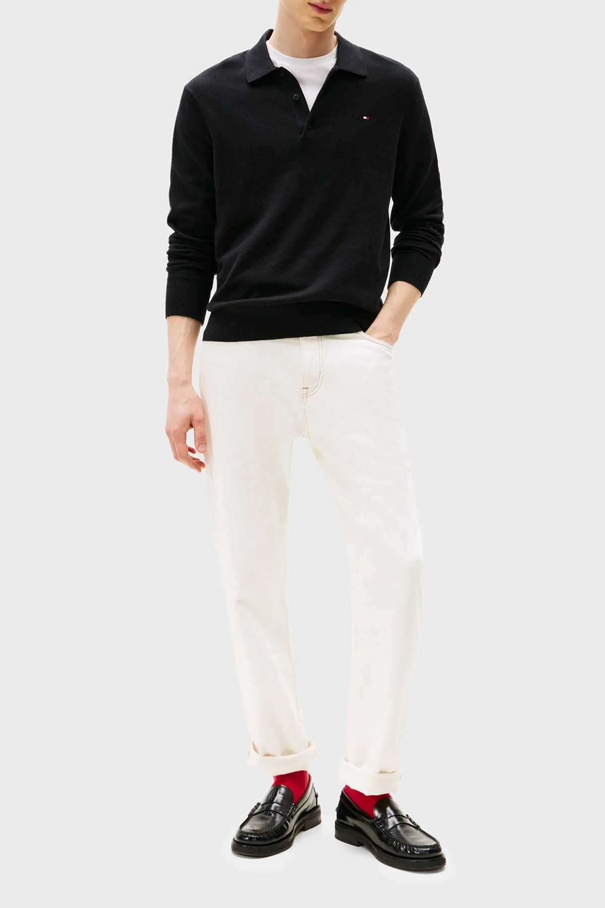 Tommy Hilfiger Pamuklu Regular Fit Polo Yaka Erkek Kazak MW0MW36519 BDS SİYAH - 3